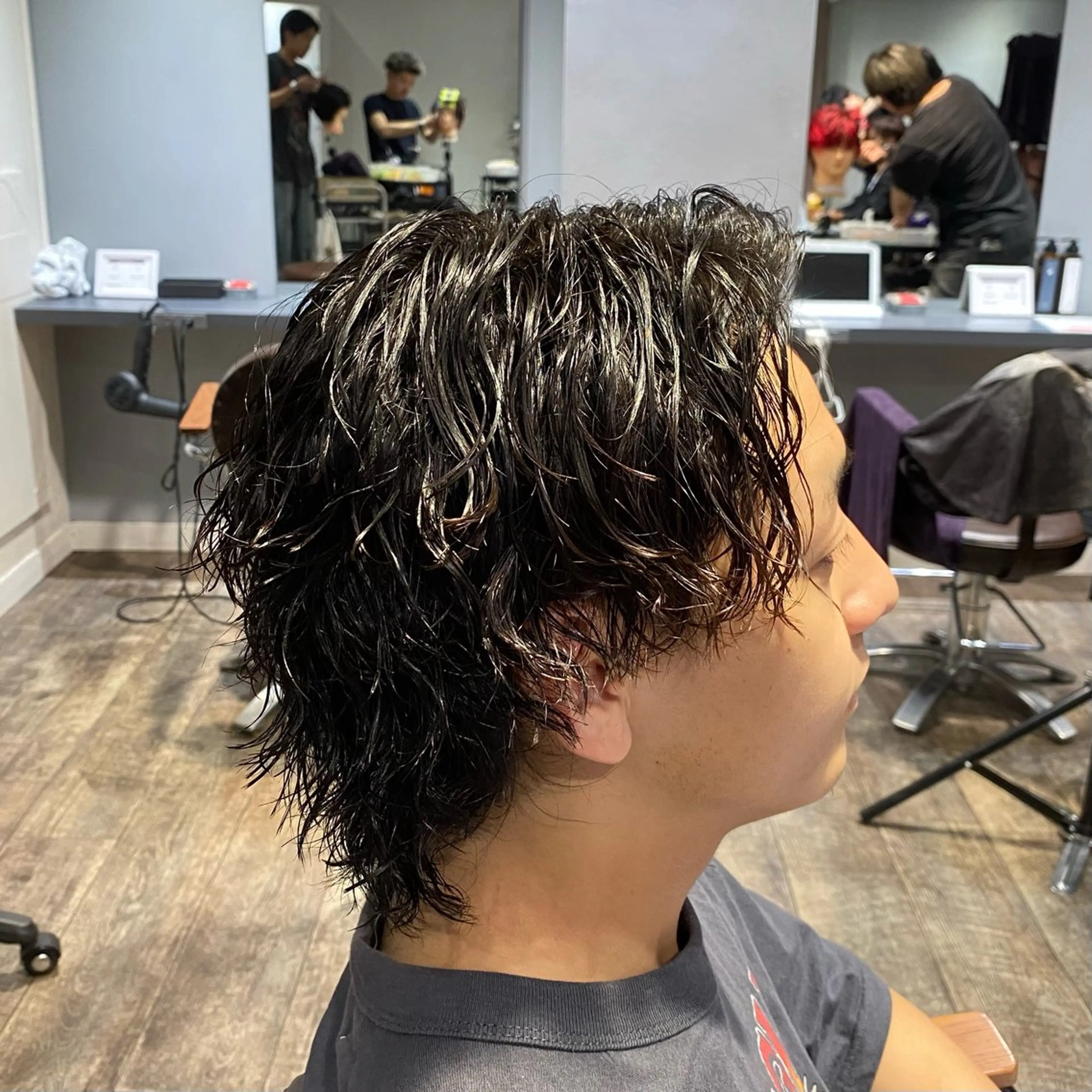 ミディアム パーマ メンズ カット パーマ 江﨑 翔のヘアスタイル