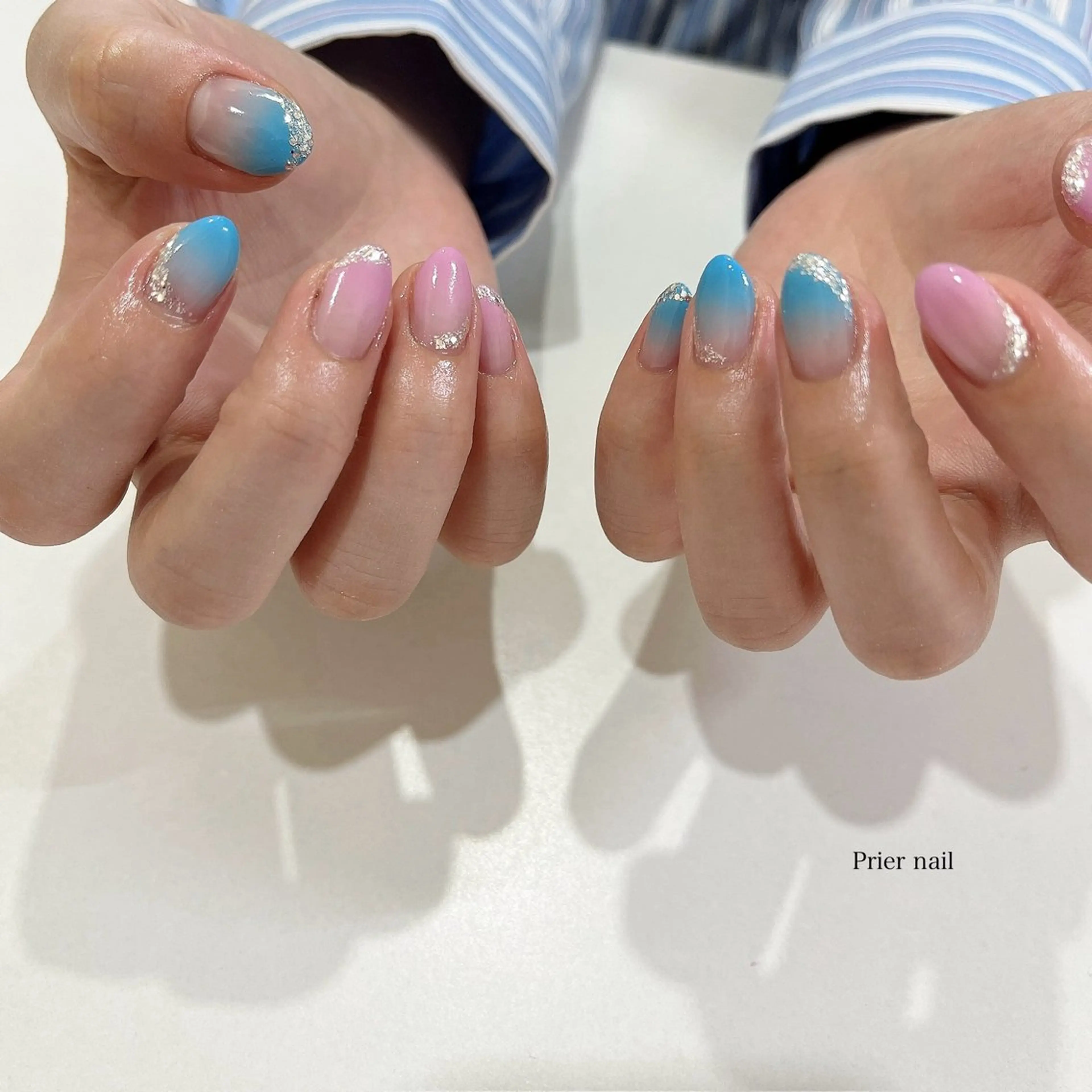 ネイル ブルー パープル シンプルネイル Prier×Kew hair所属・Prier nailのネイルデザイン