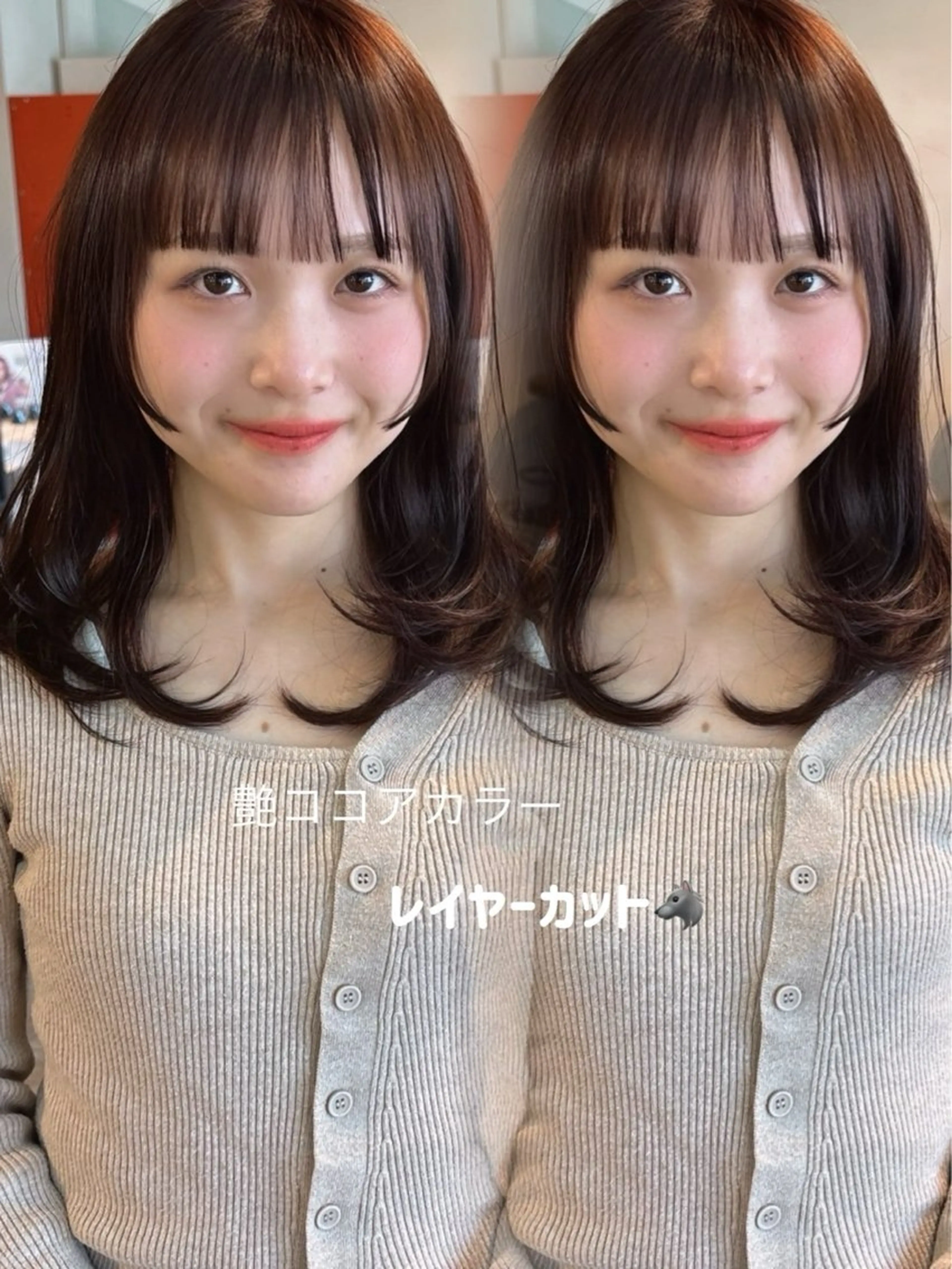 ミディアム レイヤーカット カット ヘアカラー shiho/レイヤー /透明感カラーのヘアスタイル