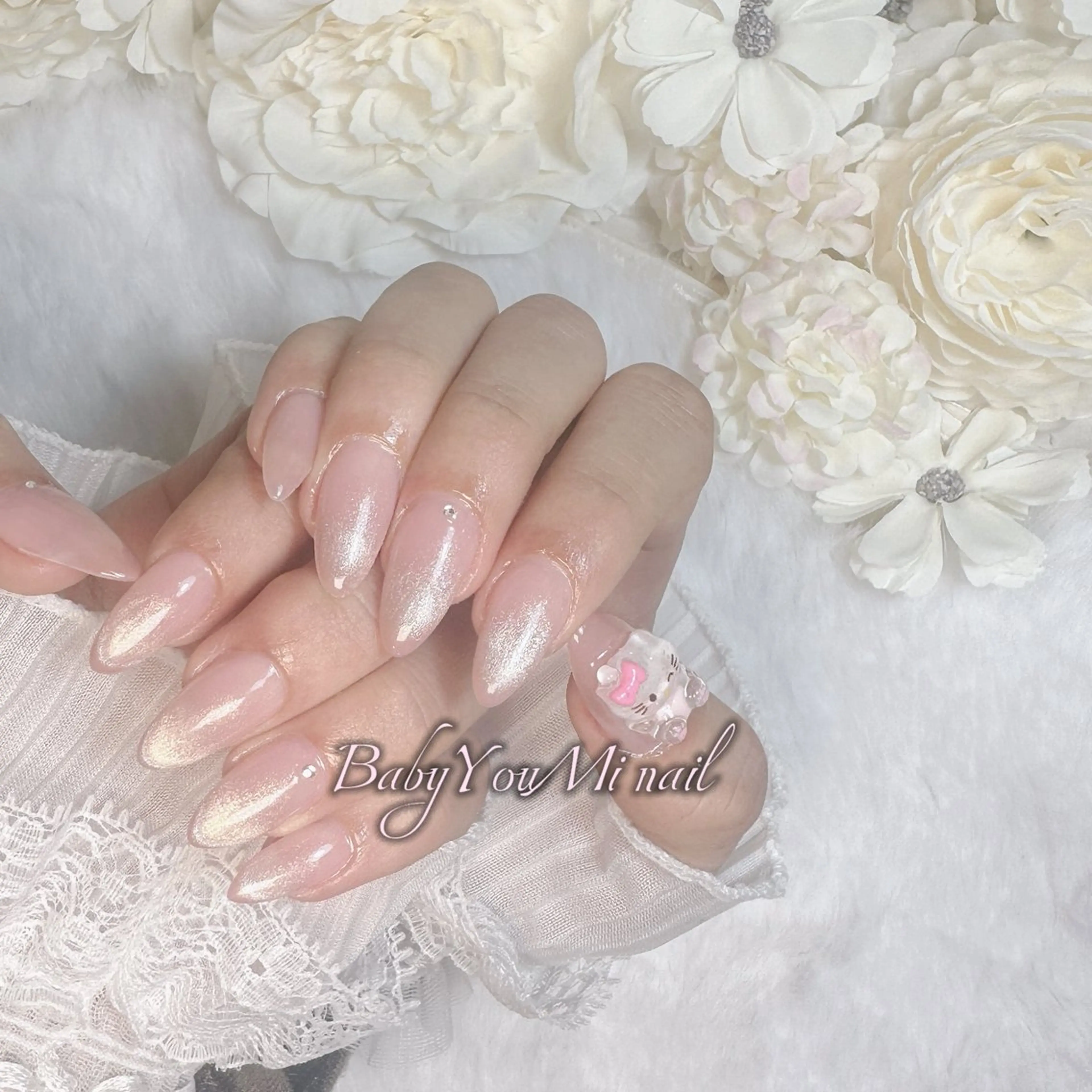 ネイル オーロラネイル チークネイル 成人式 フットネイル フレンチネイル ハンドネイル BabyYouMi nailのネイルデザイン