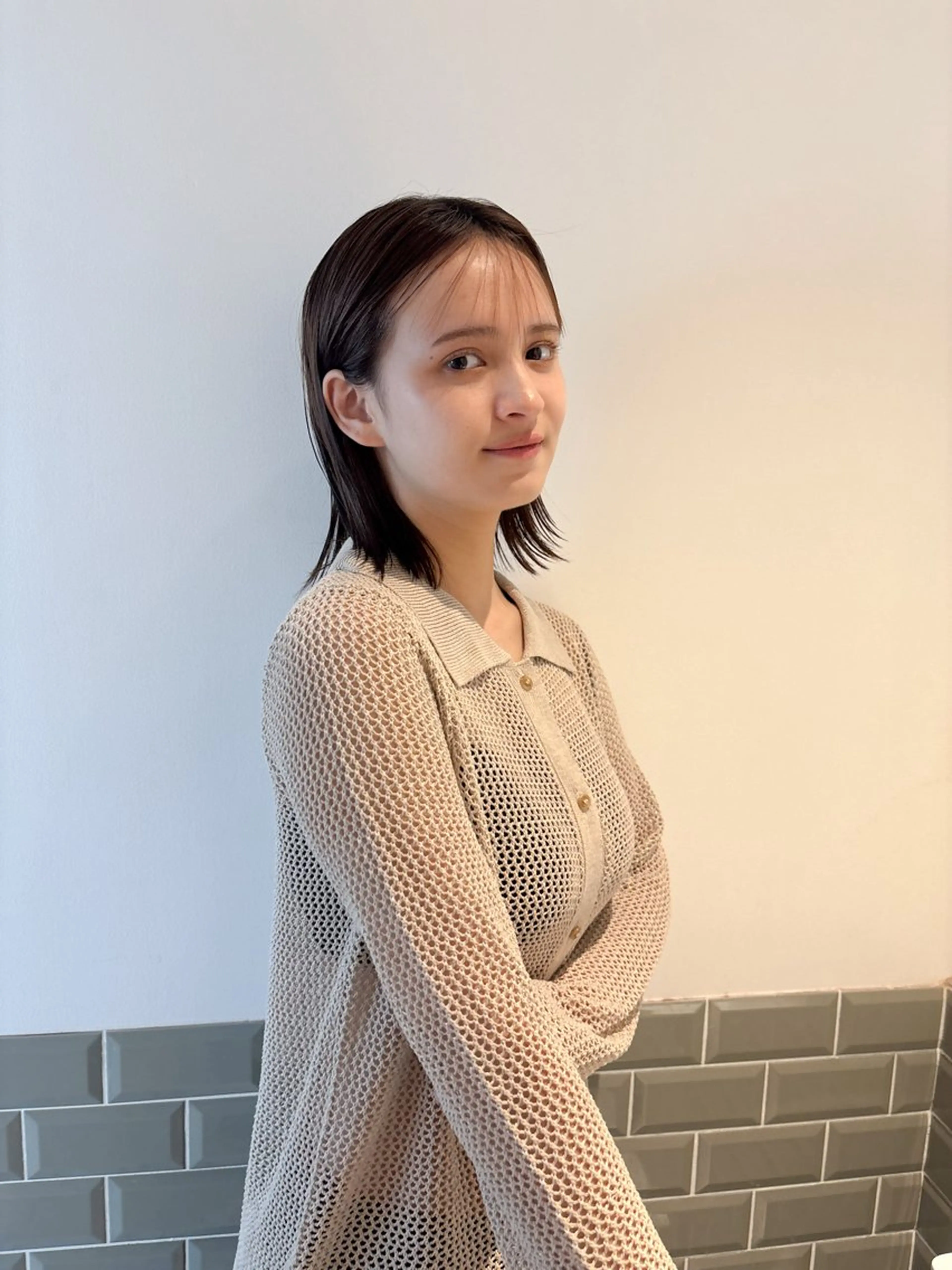 ミディアム カラー ボブ シースルーバング カット ヘアカラー トリートメント Takuma Suzuki中目黒のヘアスタイル