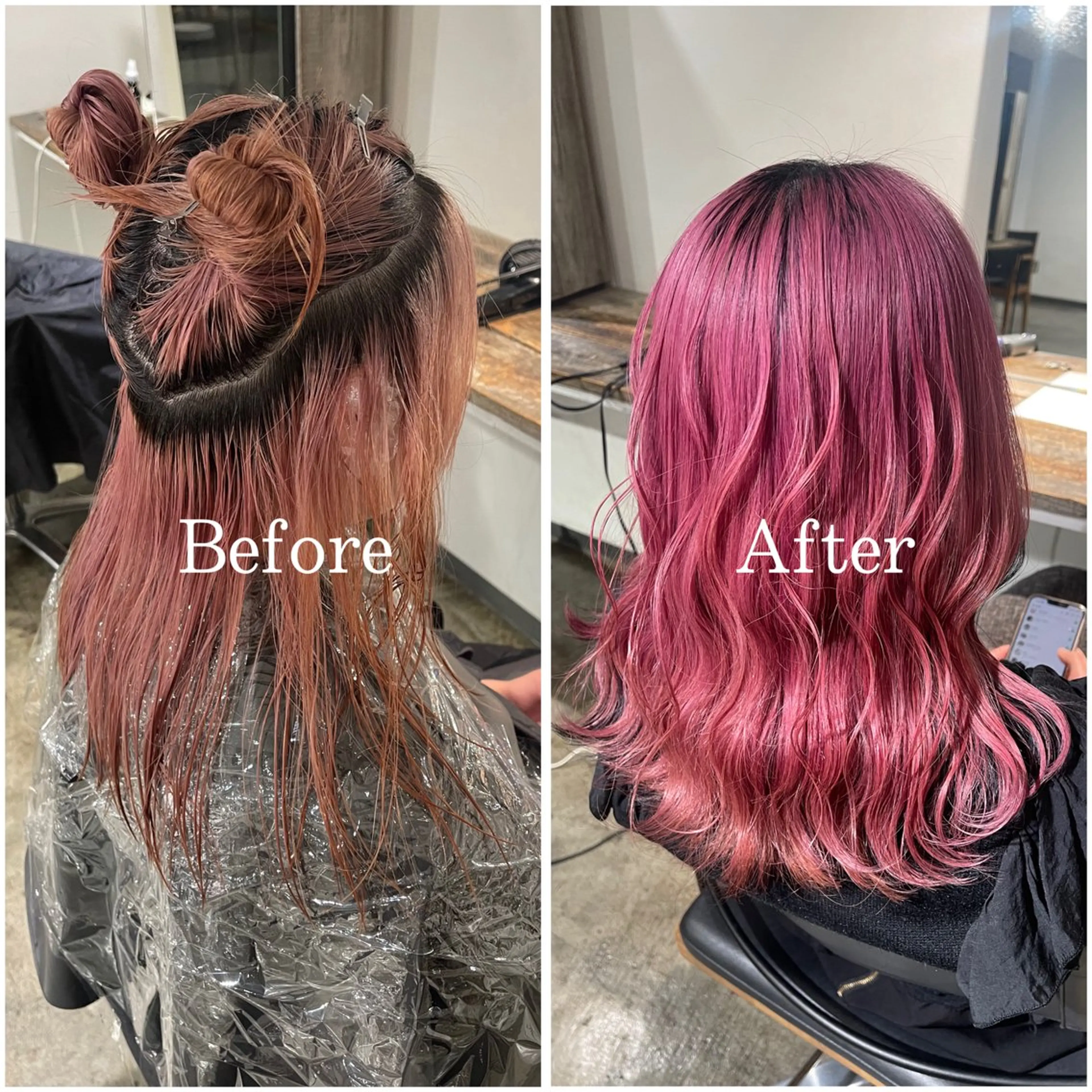 セミロング カラー ブリーチ デザインカラー ハイトーンカラー ピンクカラー ムラ修正/ ハイトーン💖Riaのヘアスタイル