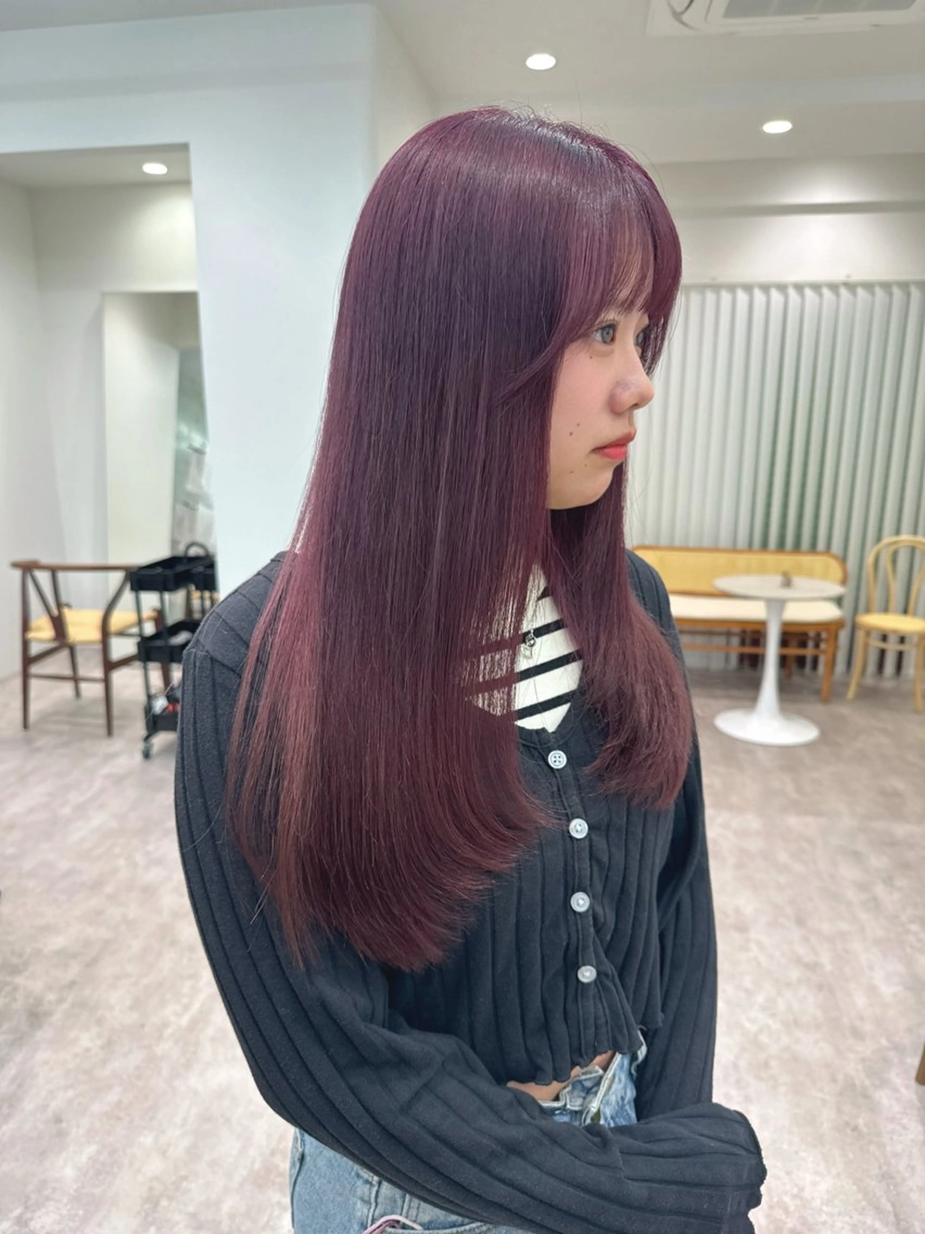 セミロング ボブ ハイライト 韓国風ヘア レイヤーカット 小顔カット ヘアカラー トリートメント 立川✨ブリーチ/ ケアブリーチ特化✨のヘアスタイル