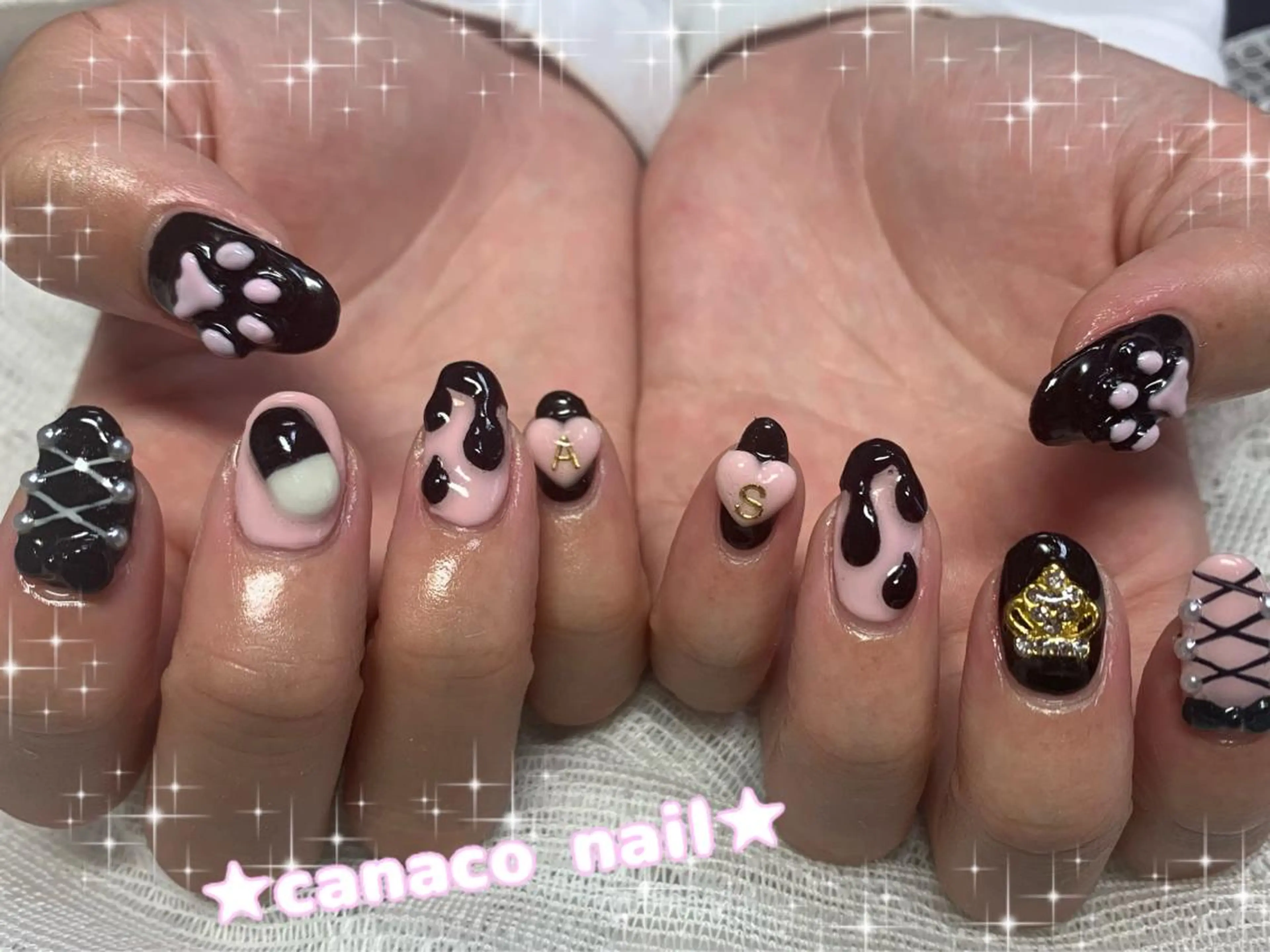 ネイル アートネイル ジェルネイル パラジェル ストーンネイル ハンドネイル ハンドケア Felice所属・ベテランネイル cnc  nailのネイルデザイン