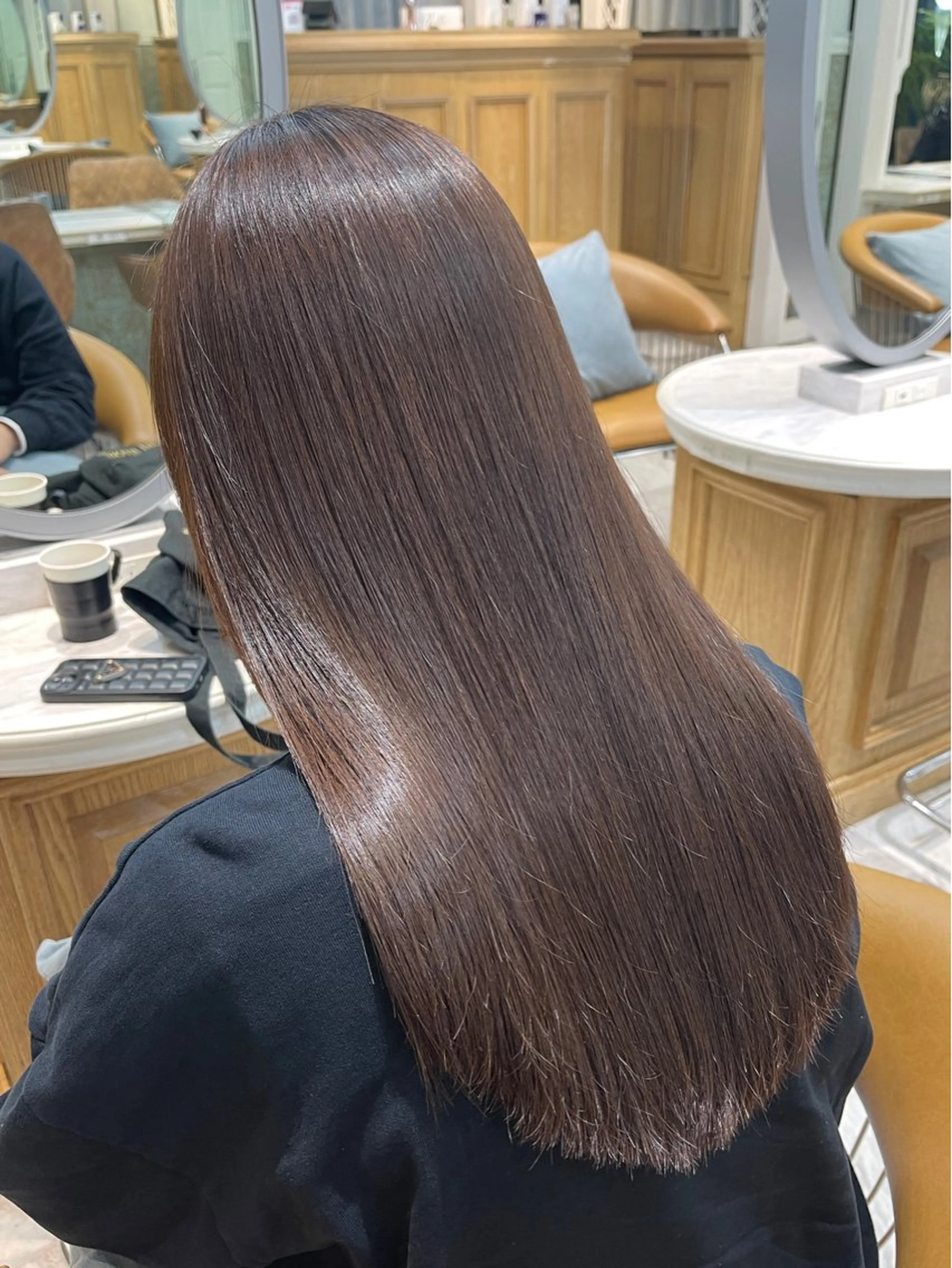 ロング ボブ ハイライト 髪質改善 縮毛矯正 栄ハイトーン/ 透明感/中園薪のヘアスタイル