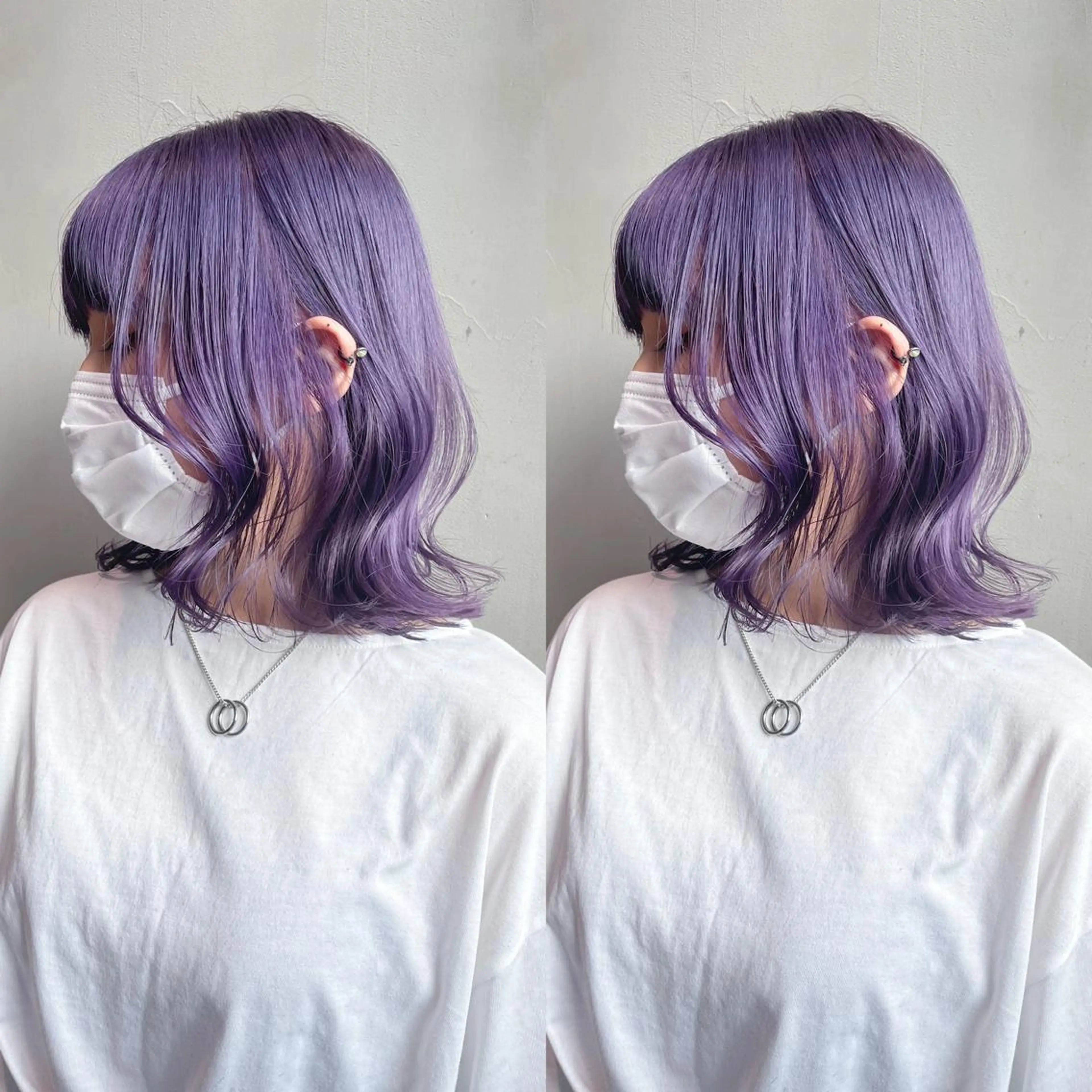 ミディアム カラー パープルカラー カット ヘアカラー トリートメント ヘアセット 💜ハイトーン💛 マジカルかいちゃんのヘアスタイル