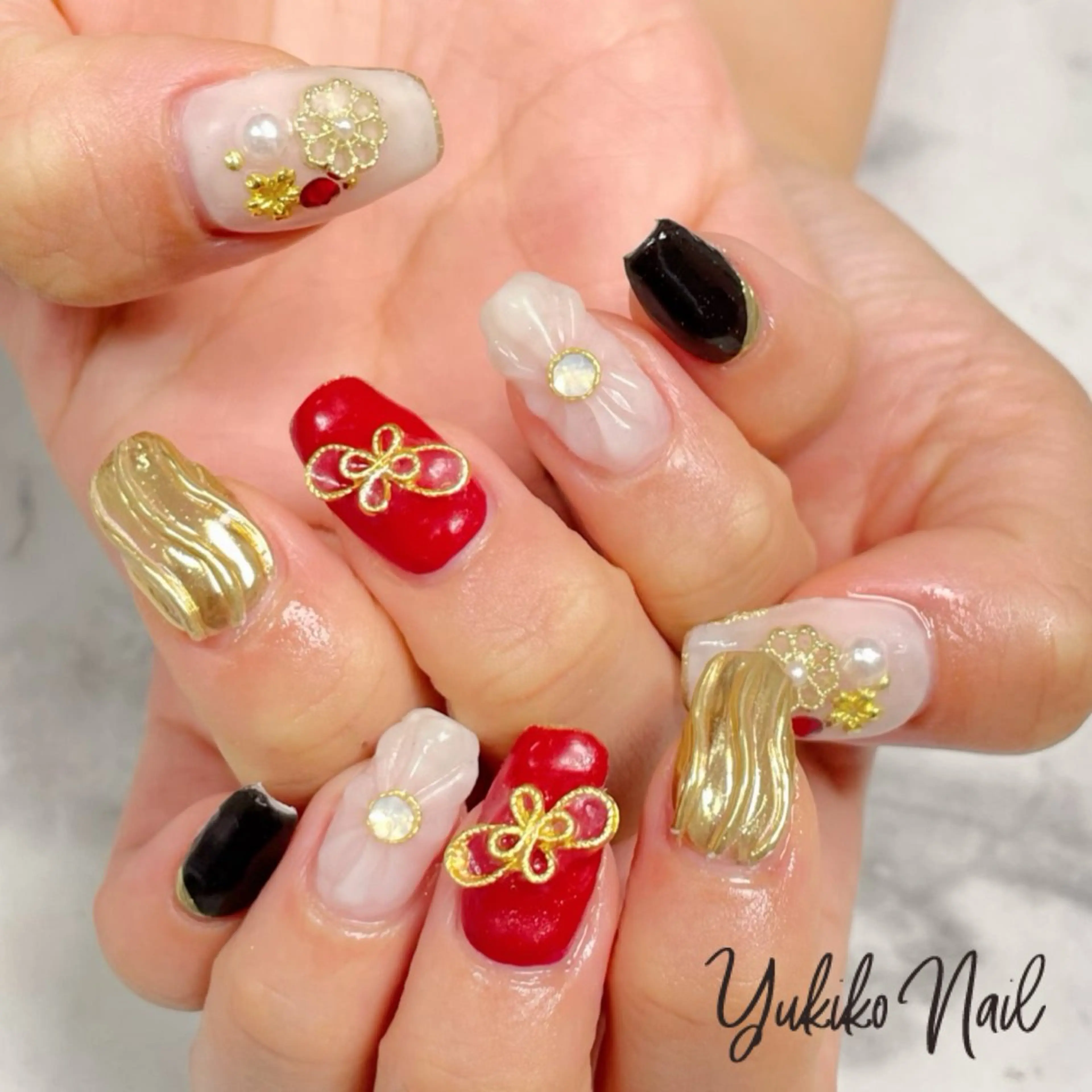 ネイル 成人式 ハンドネイル ユキコ ネイルのネイルデザイン