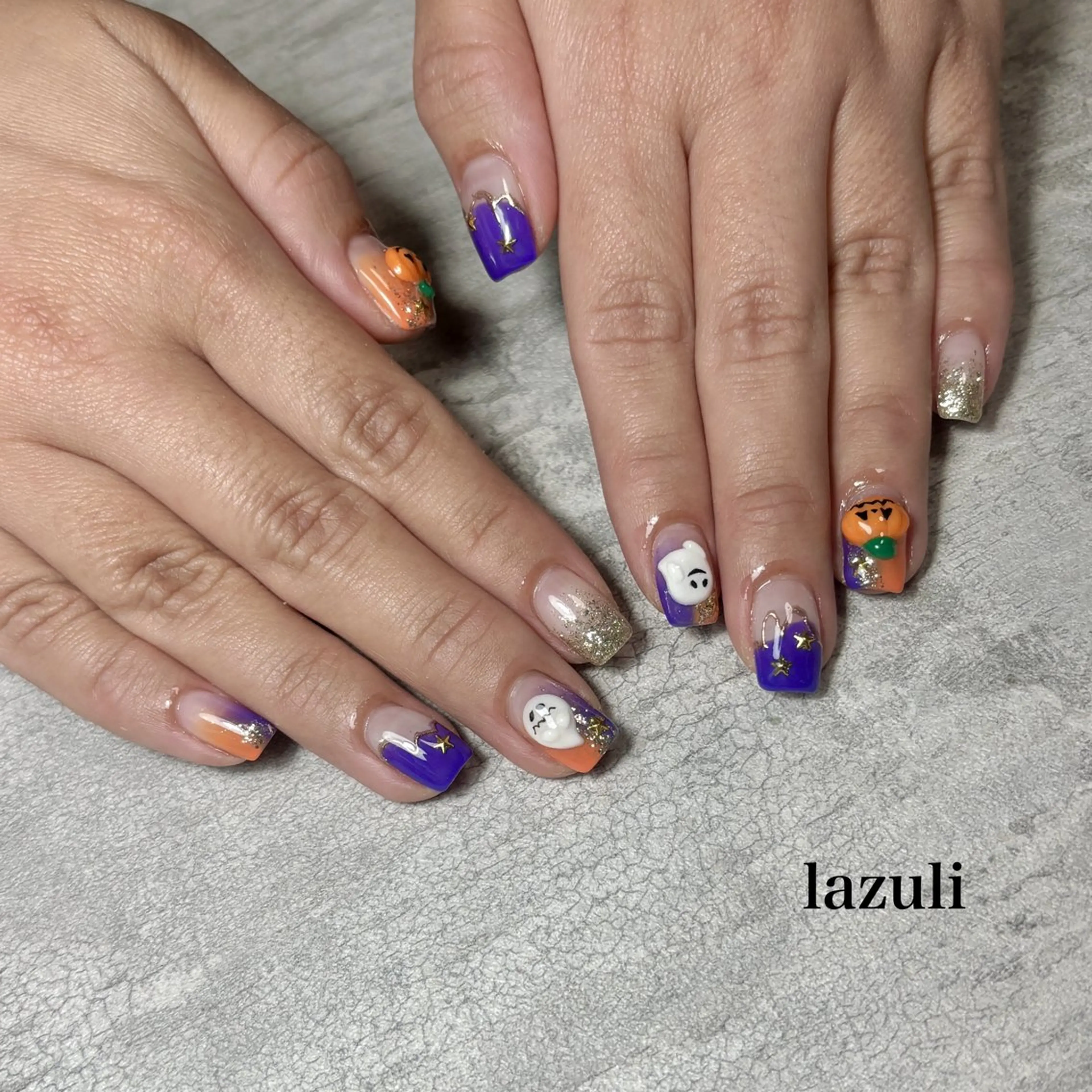 ミディアム ハロウィン ハンドネイル Lazuli 💎のネイルデザイン