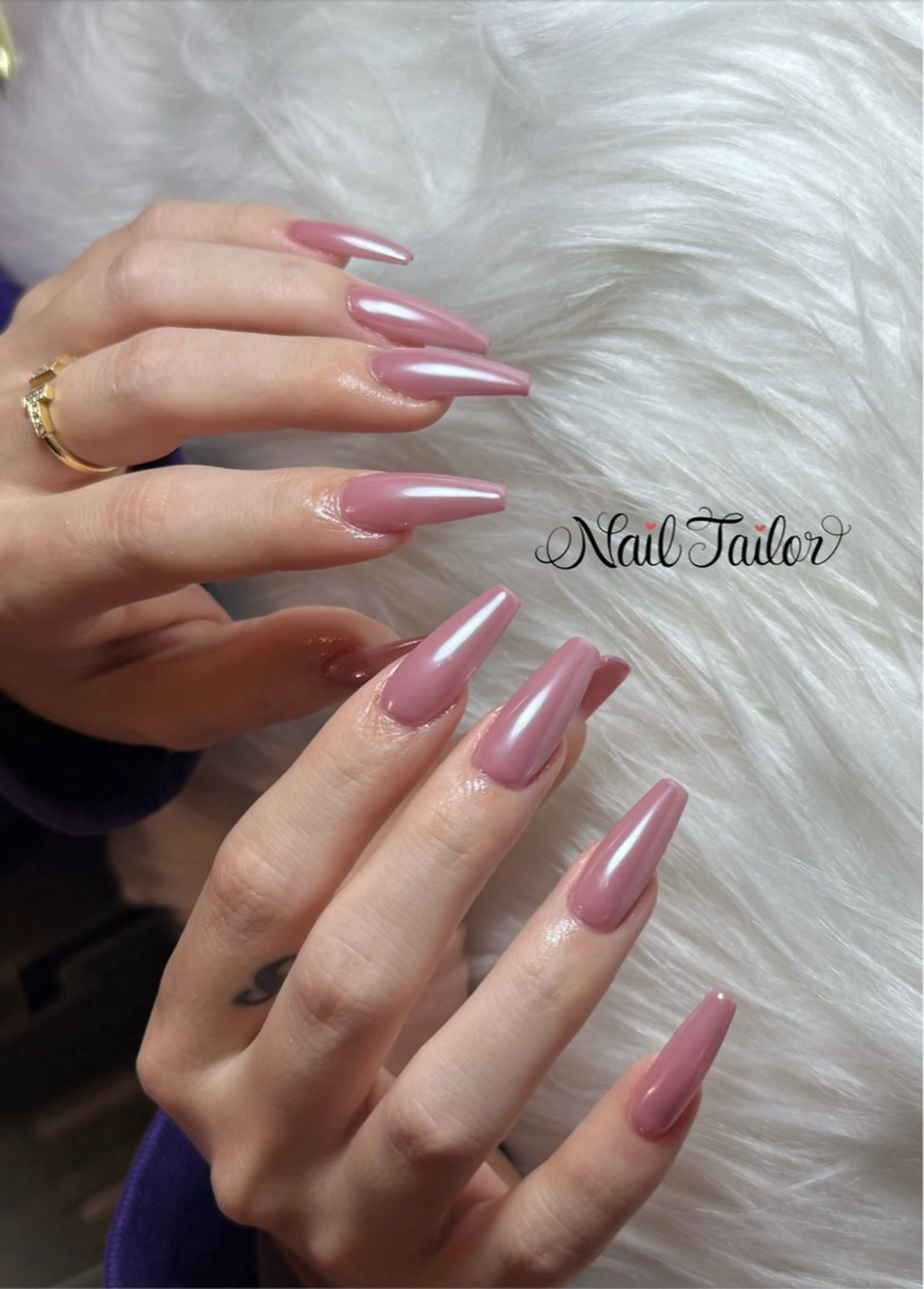 ネイル 長さ出し ロングネイル ミラーネイル ピンク ハンドネイル 〜Nail Tailor〜　ネイルテイラー所属・NailTailor ネイルテイラーのネイルデザイン