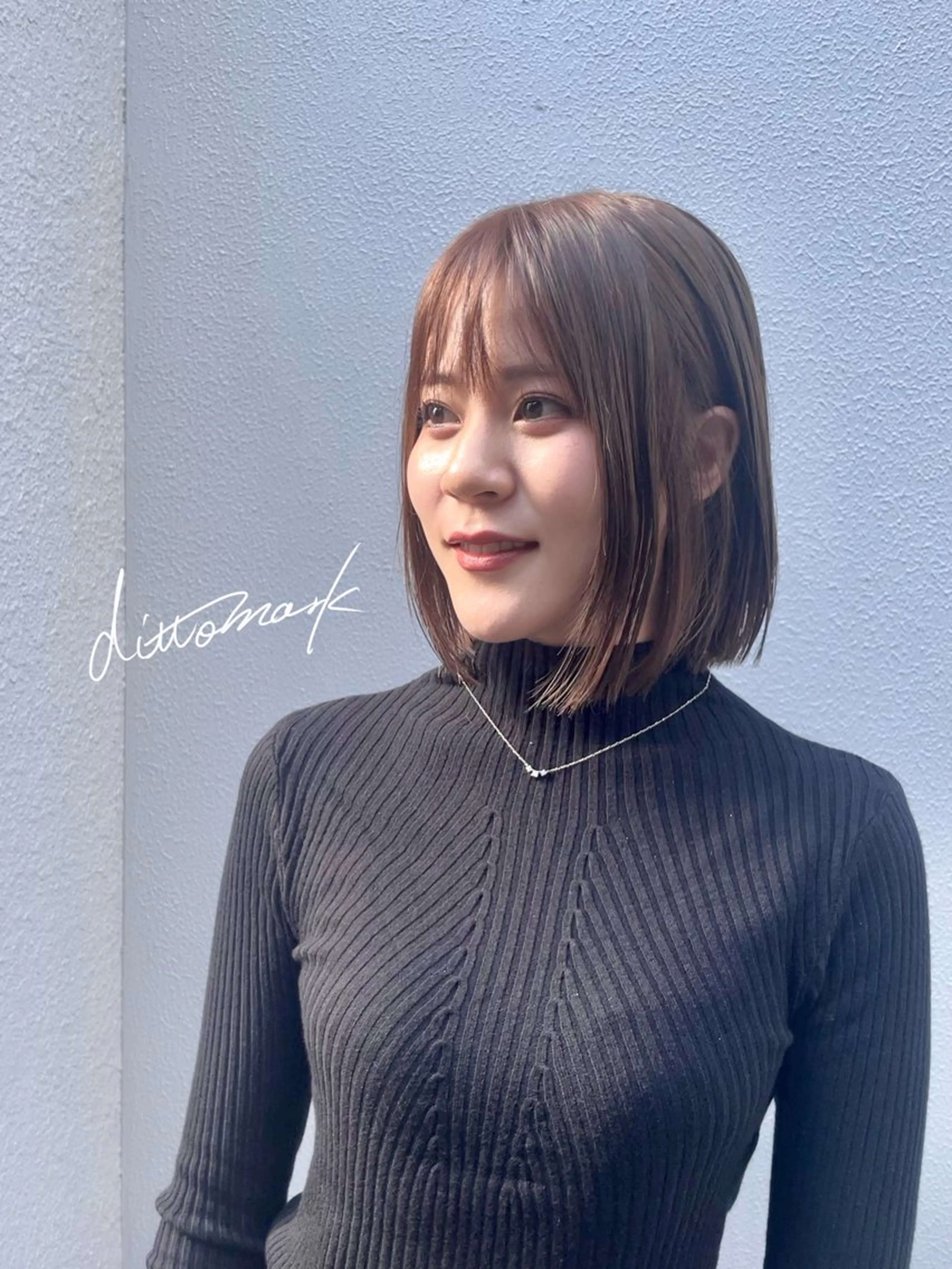 ミディアム カラー 切りっぱなしボブ ボブ カット ヘアカラー 縮毛矯正 トリートメント 坂東 秀幸のヘアスタイル