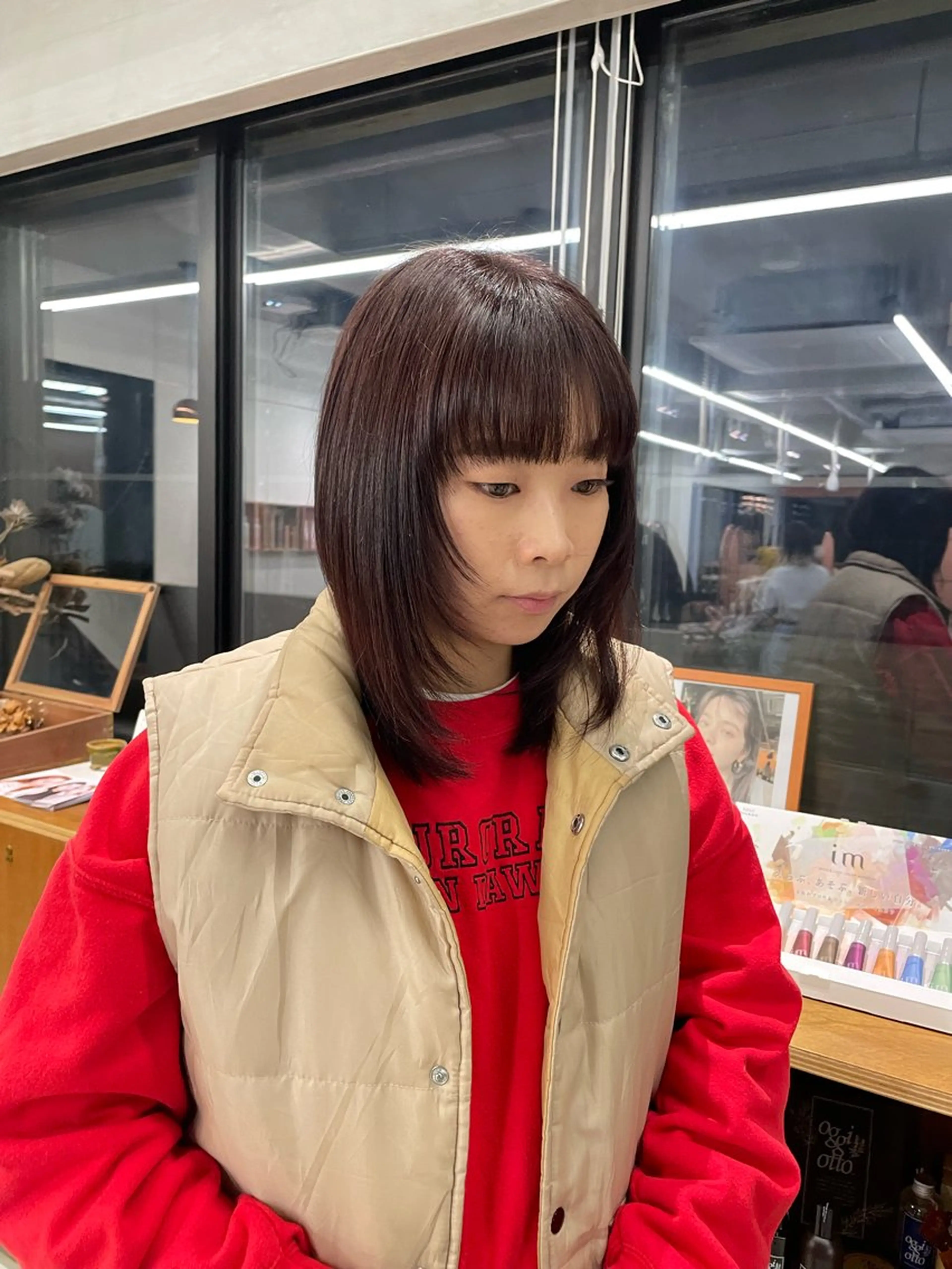 ミディアム カラー 顔周りカット 韓国風ヘア レイヤーカット 【メンズ特化】 イマダナツミのヘアスタイル