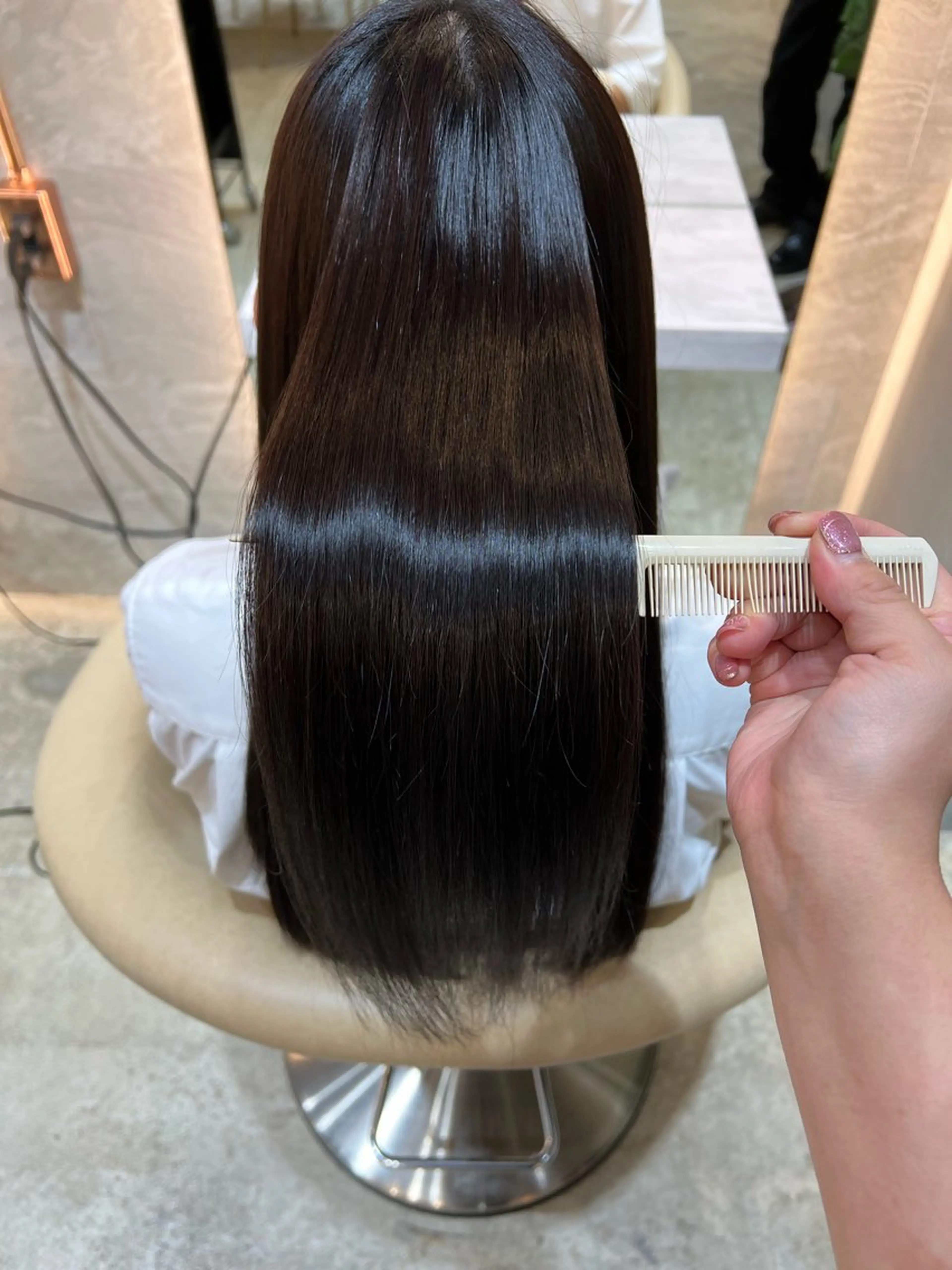 セミロング カラー ボブ/巻ける縮毛矯正 /韓国レイヤーはなのヘアスタイル