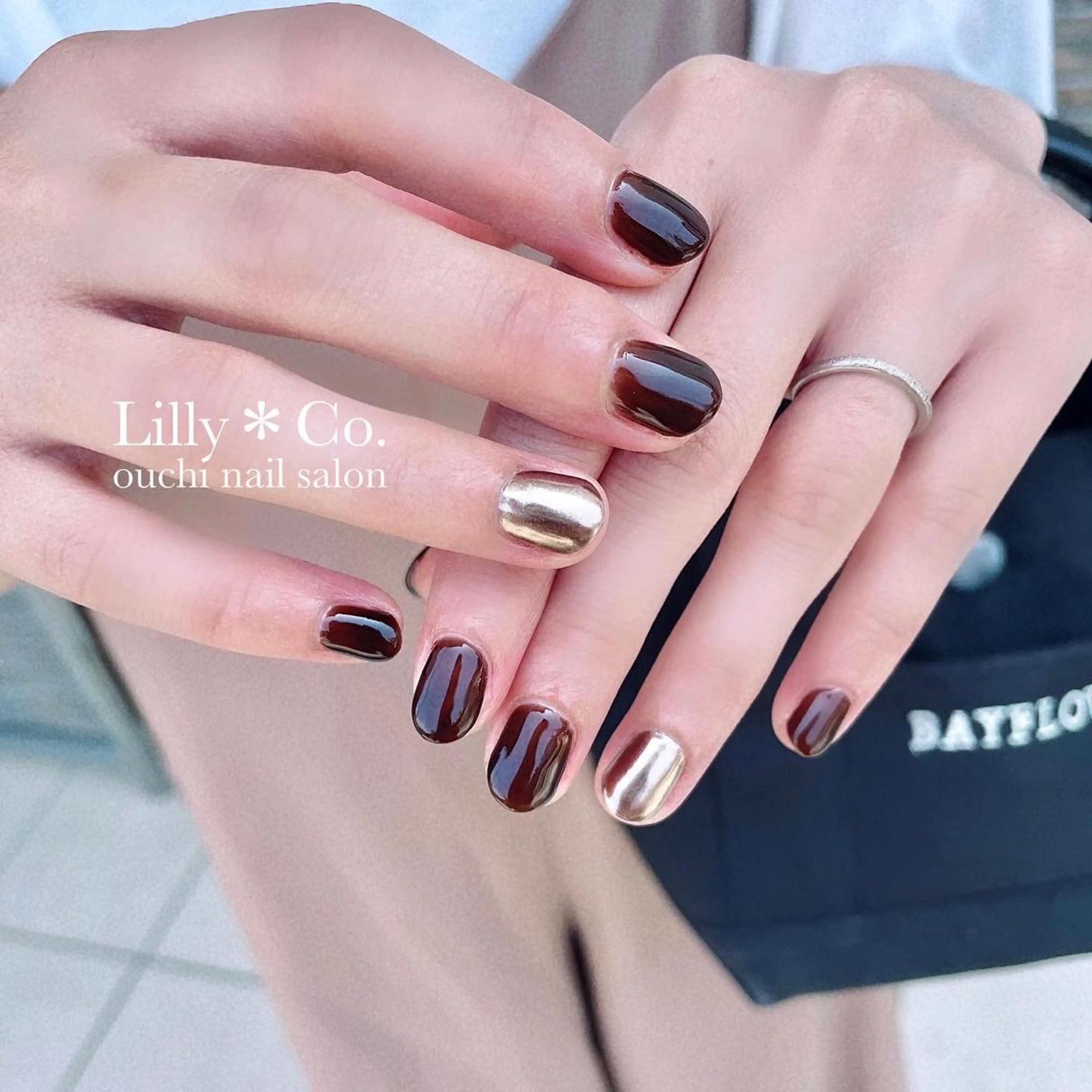 ネイル ブラウン Lilly Co.のネイルデザイン