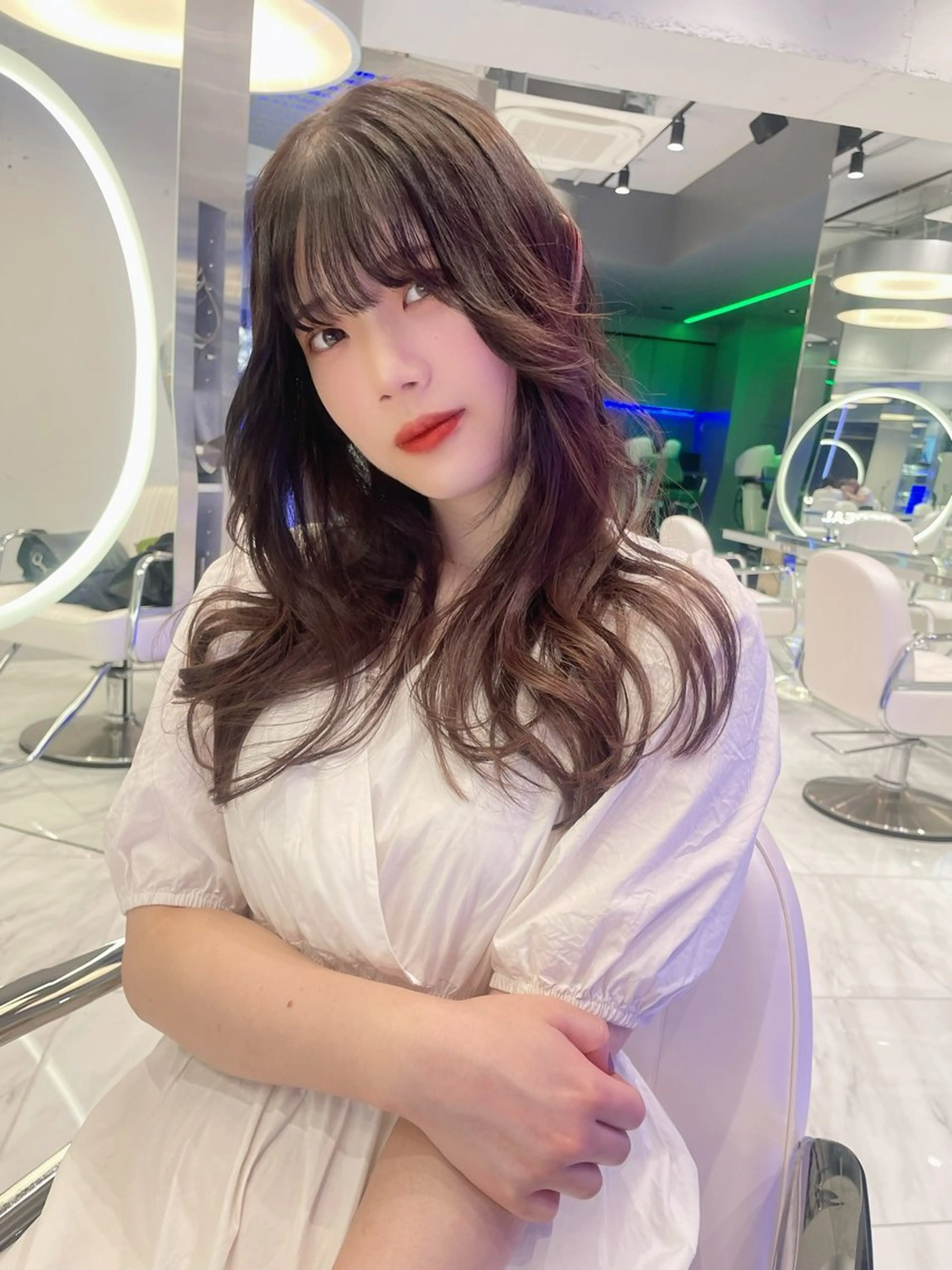 ロング 顔まわりレイヤー 顔周りカット レイヤーカット REDEAL SHIBUYA所属・maya/レイヤー カット/ミインパーマのヘアスタイル