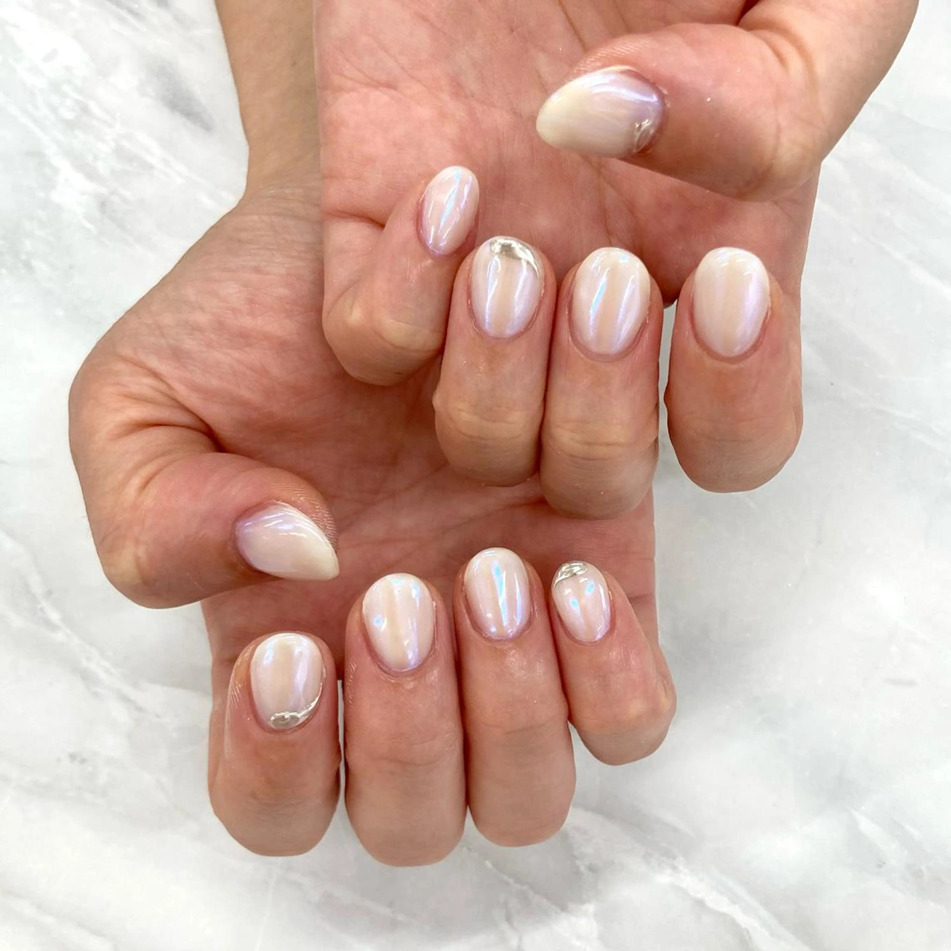 ネイル ブルー ミラーネイル KODA308 Saoriのネイルデザイン