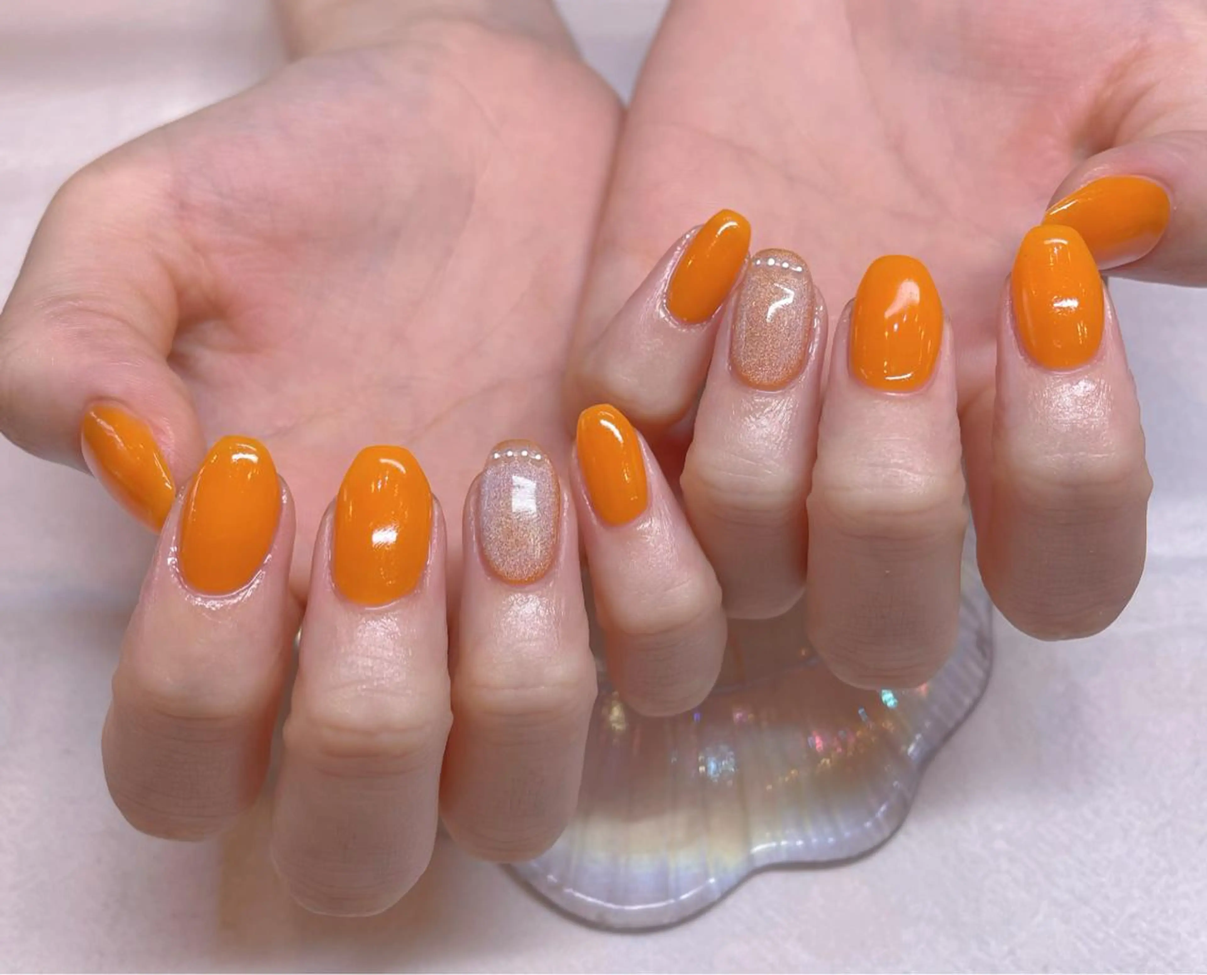 ネイル オレンジ シンプルネイル ハンドネイル ネイリスト ❄️ユキ❄️のネイルデザイン