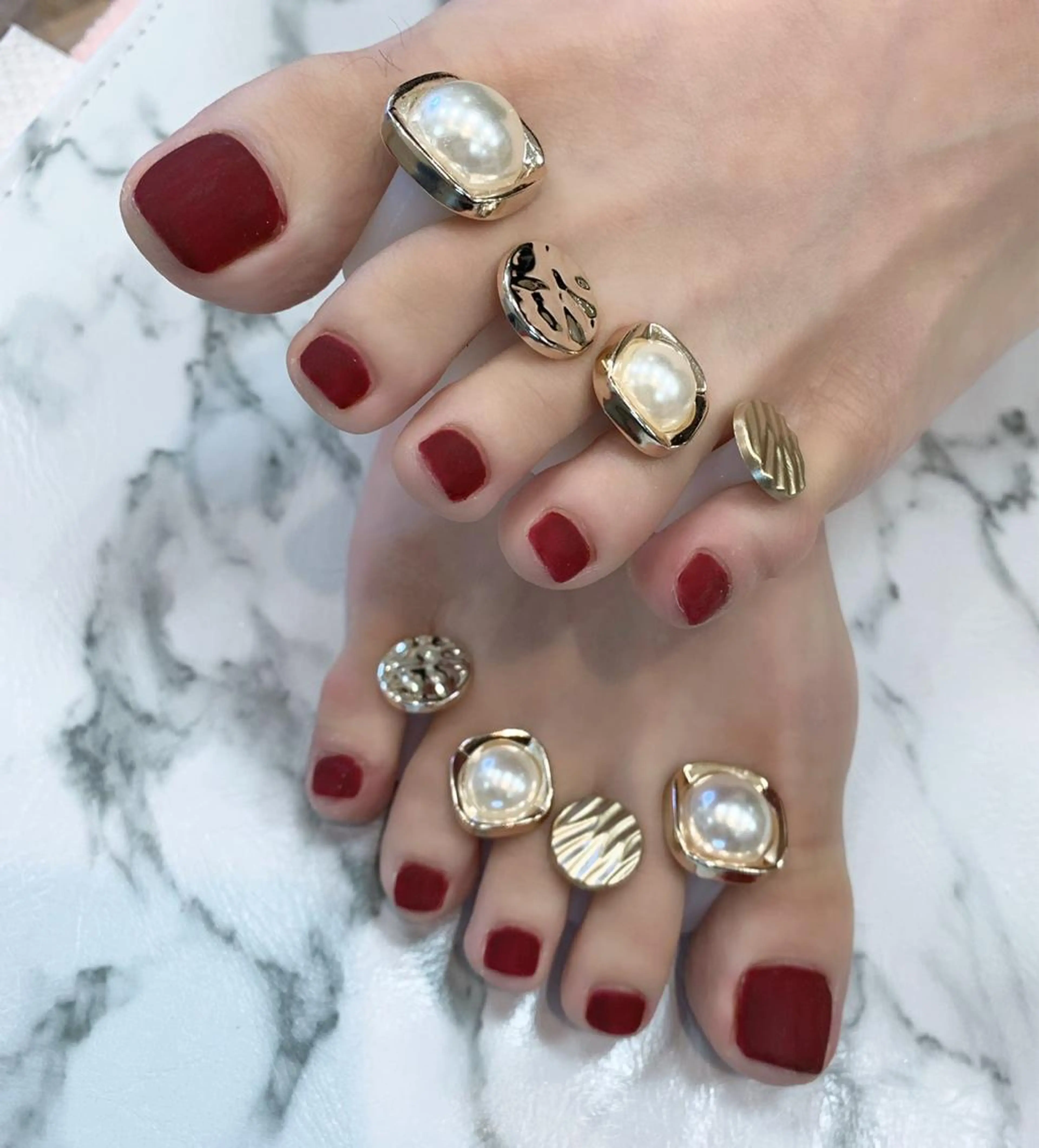 ネイル アニマル柄 アートネイル ボルドー フットネイル マットネイル フットネイル x.1.0.nail ♡Cのネイルデザイン