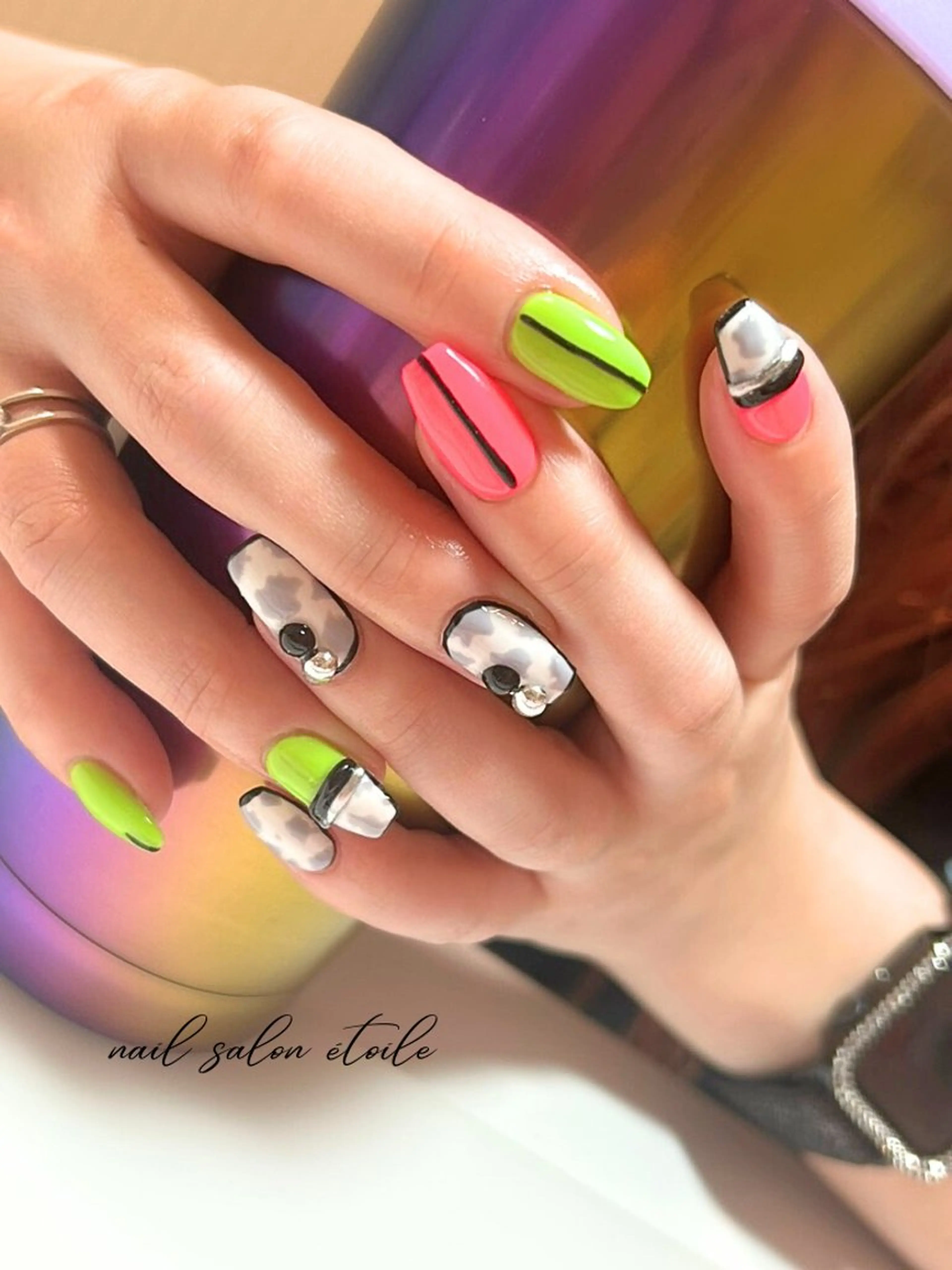 ネイル アニマル柄 持ち込み ハンドネイル nail salon étoileのネイルデザイン