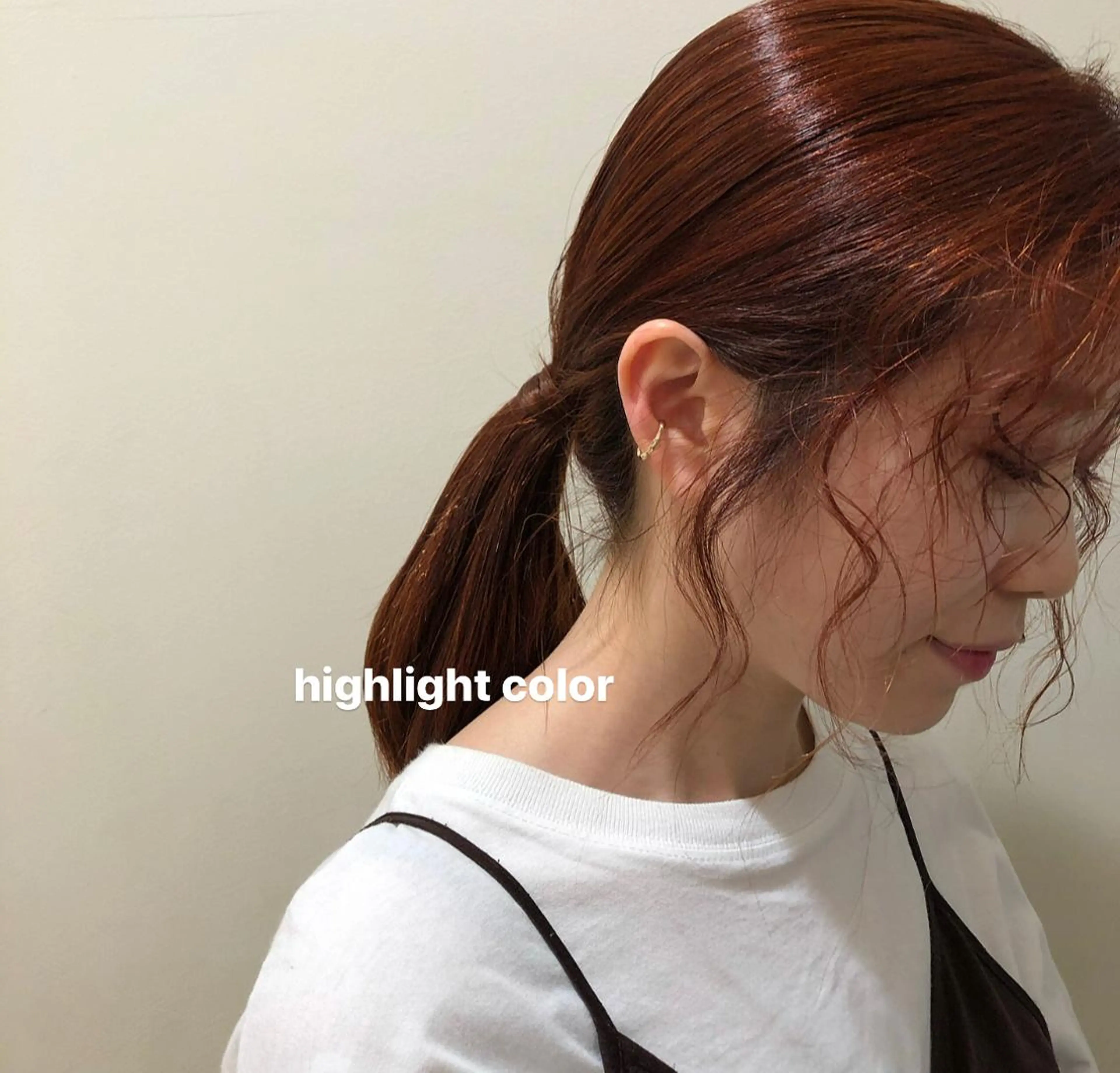 セミロング カラー ハイライトカラー オレンジ ハイライト 顔周りレイヤー 🎀マリノのヘアスタイル