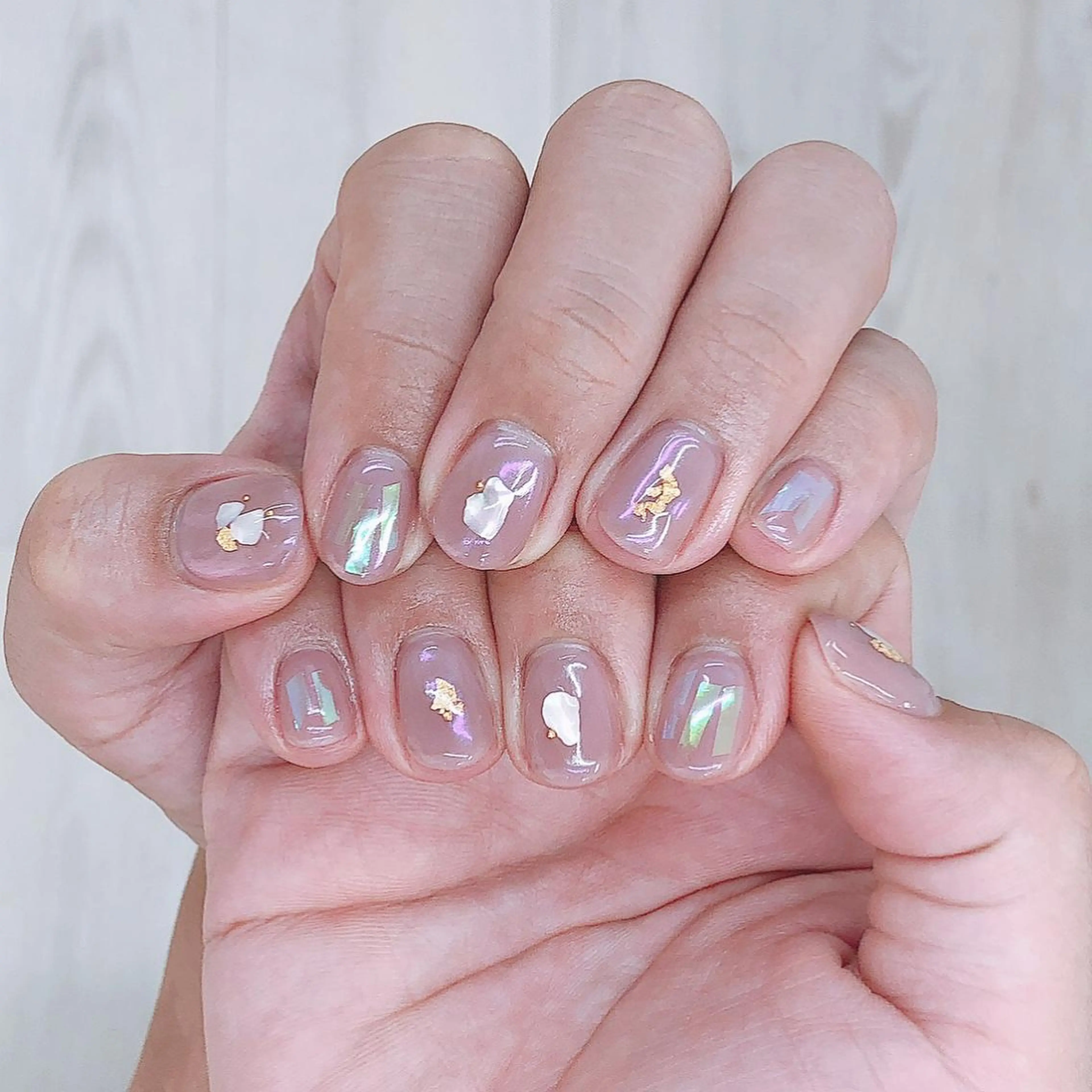 ネイル オーロラネイル ピンク パープル ハンドネイル peaberry nailのネイルデザイン