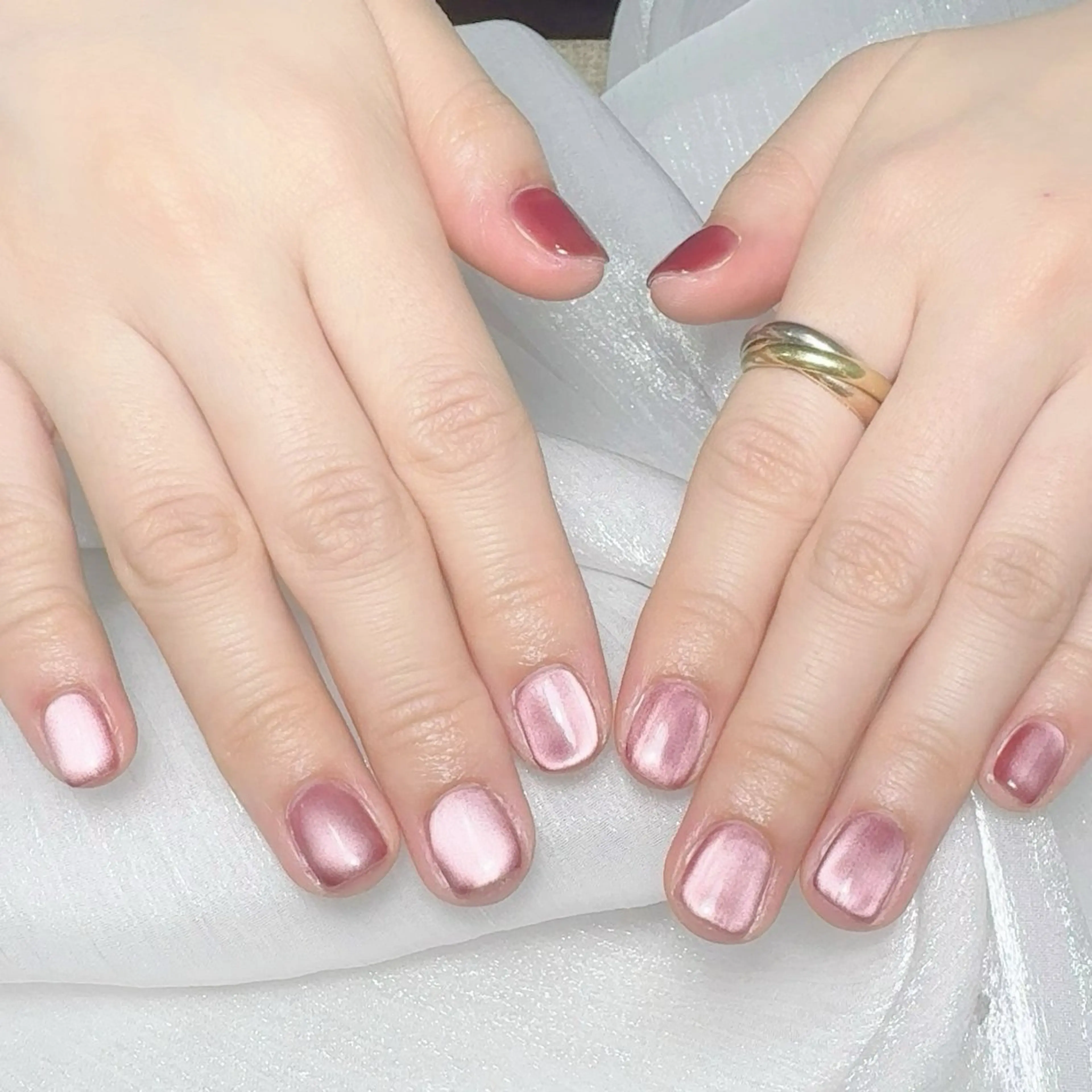 メンズ ネイル メンズ韓国風 アートネイル オーロラネイル ガーリー キラキラネイル ハンドネイル Nail salon 木にいるのネイルデザイン