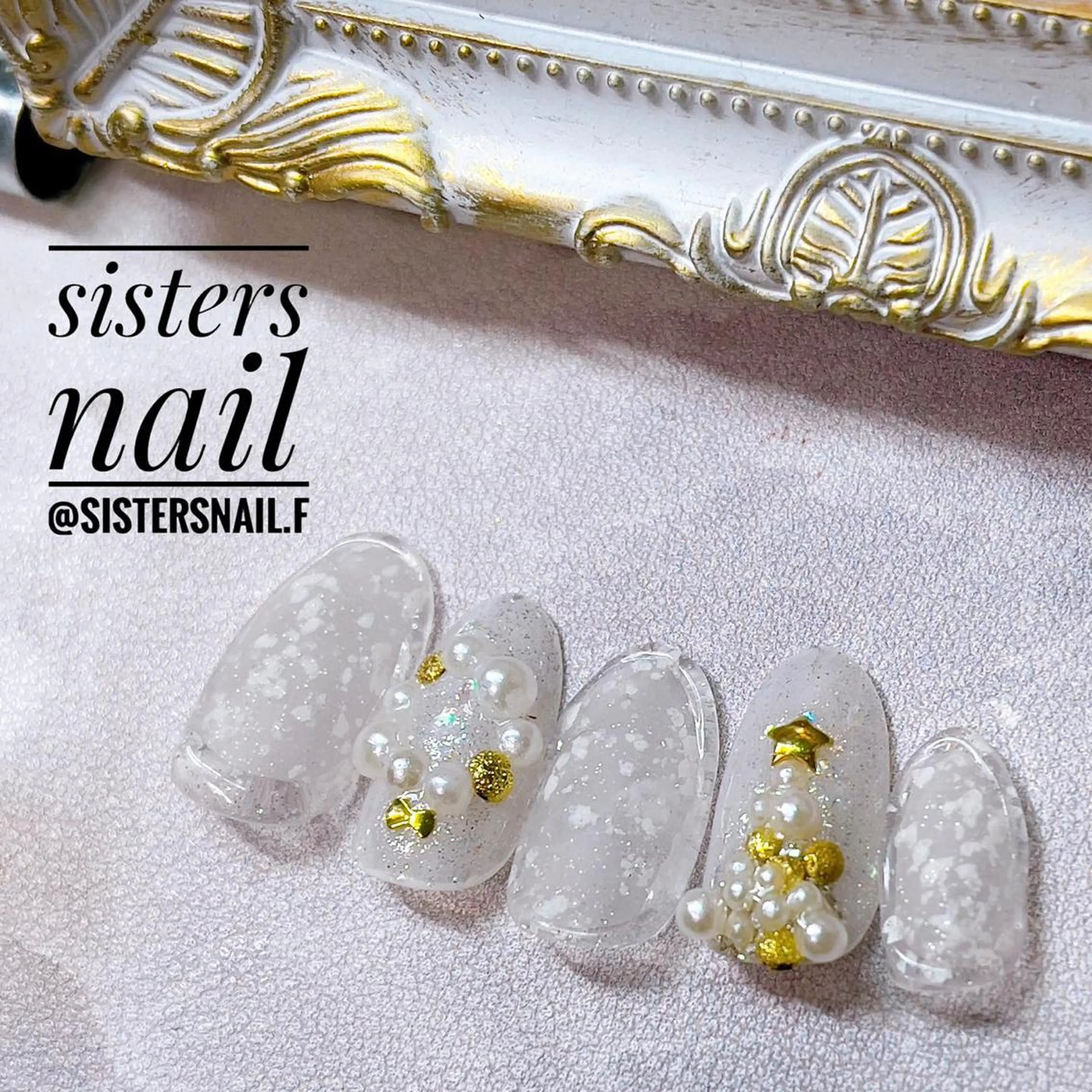 ネイル アートネイル クリアネイル マットネイル ホワイト 冬ネイル sisters nail.fのネイルデザイン