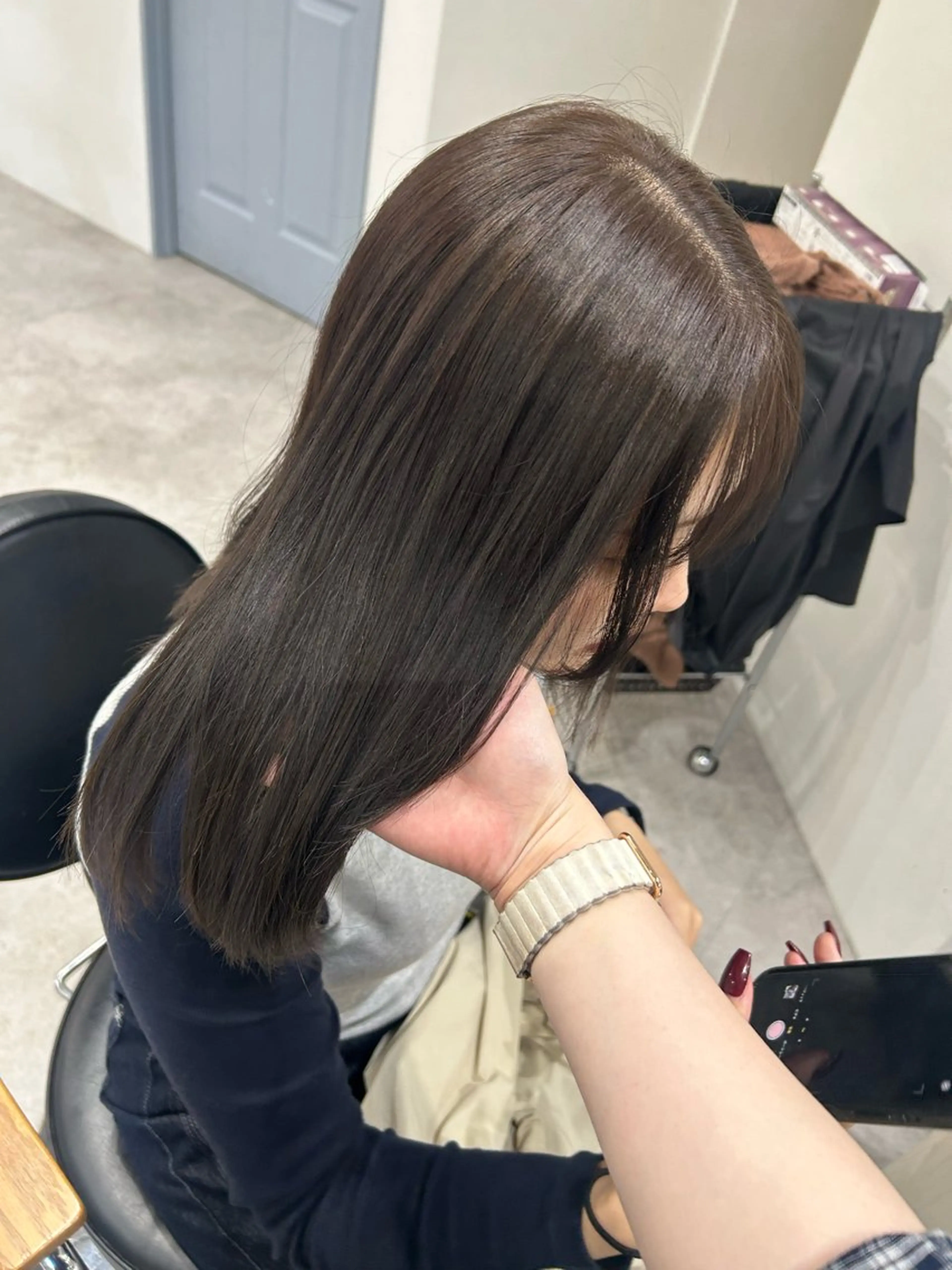 ミディアム カラー ヘアアレンジ アッシュ ベージュカラー ヘアカラー ボブ /ニュアンス/ satomi🧸💖のヘアスタイル