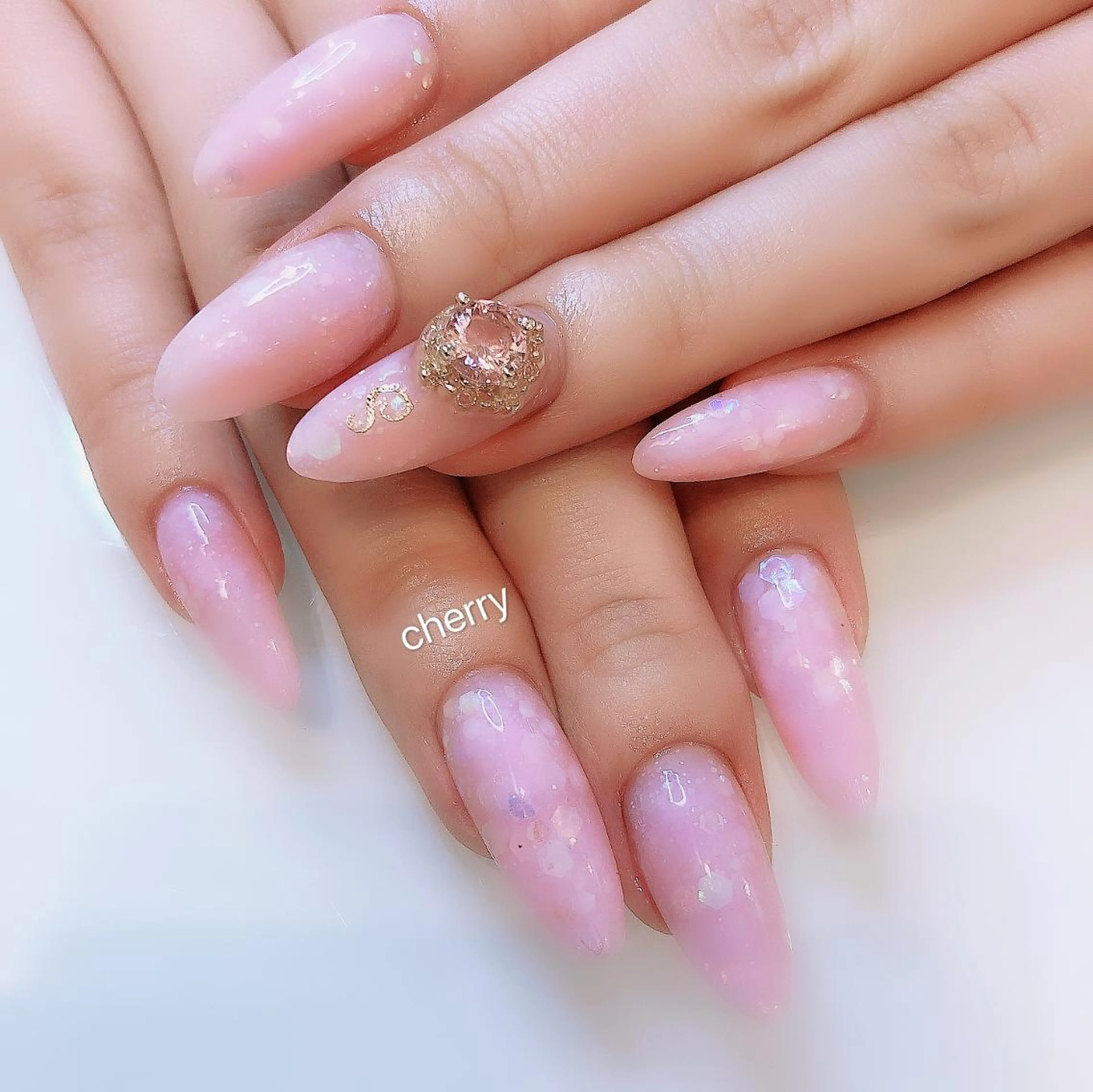 ネイル ワンカラーネイル スカルプネイル SAKURA 🍒のネイルデザイン