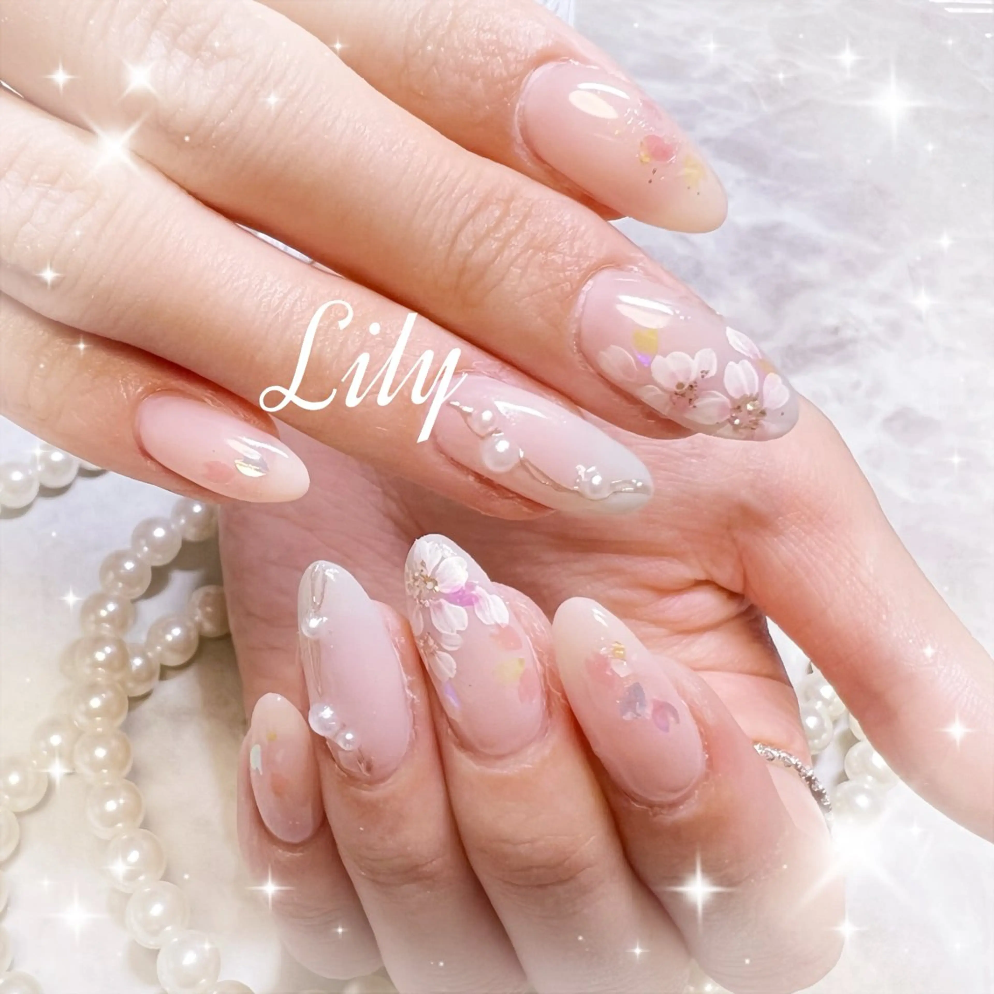 ネイル 桜ネイル ハンドネイル Nailsalon Lilyのネイルデザイン