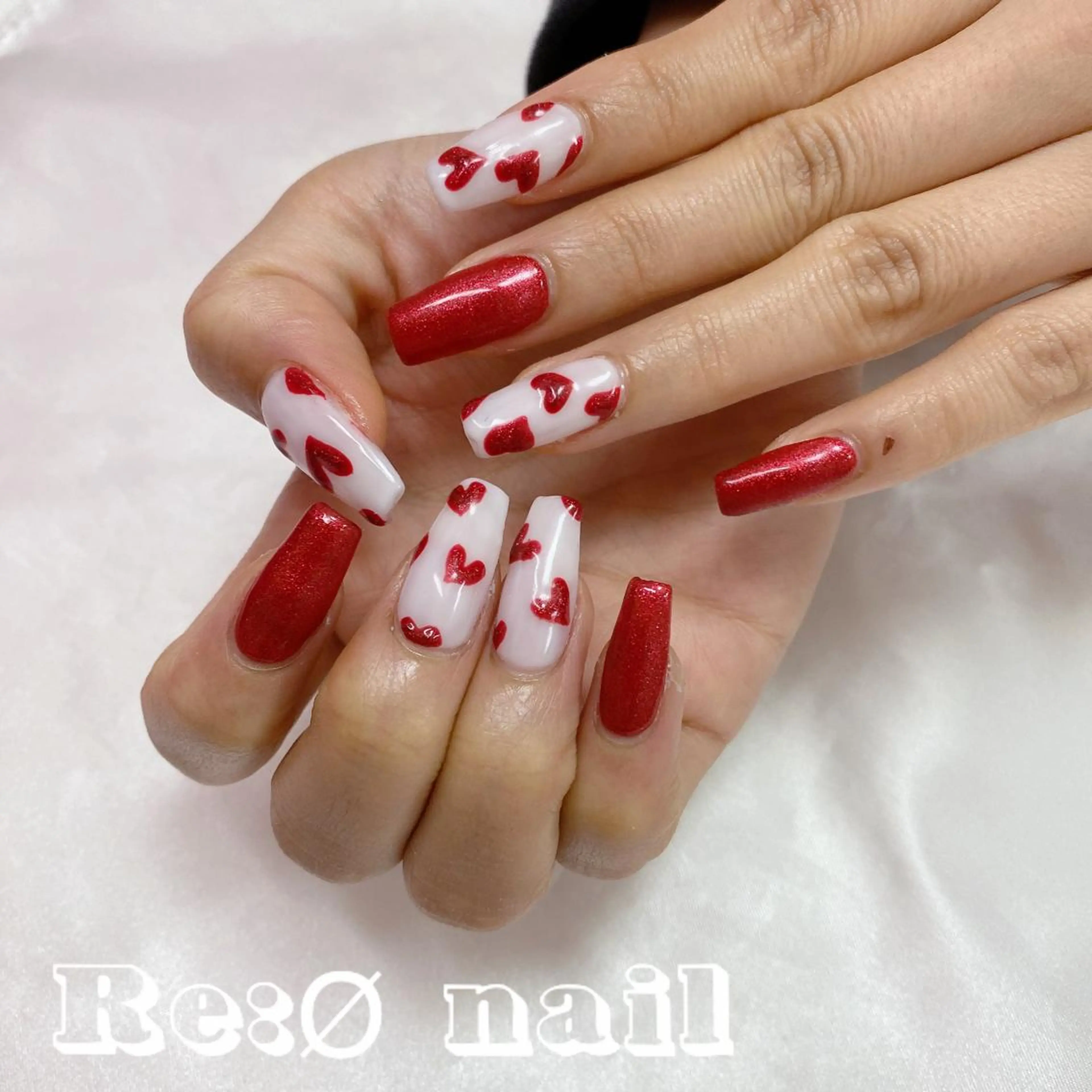 ネイル ハート ハンドネイル Re:Ø nail 🩵TSUJIのネイルデザイン