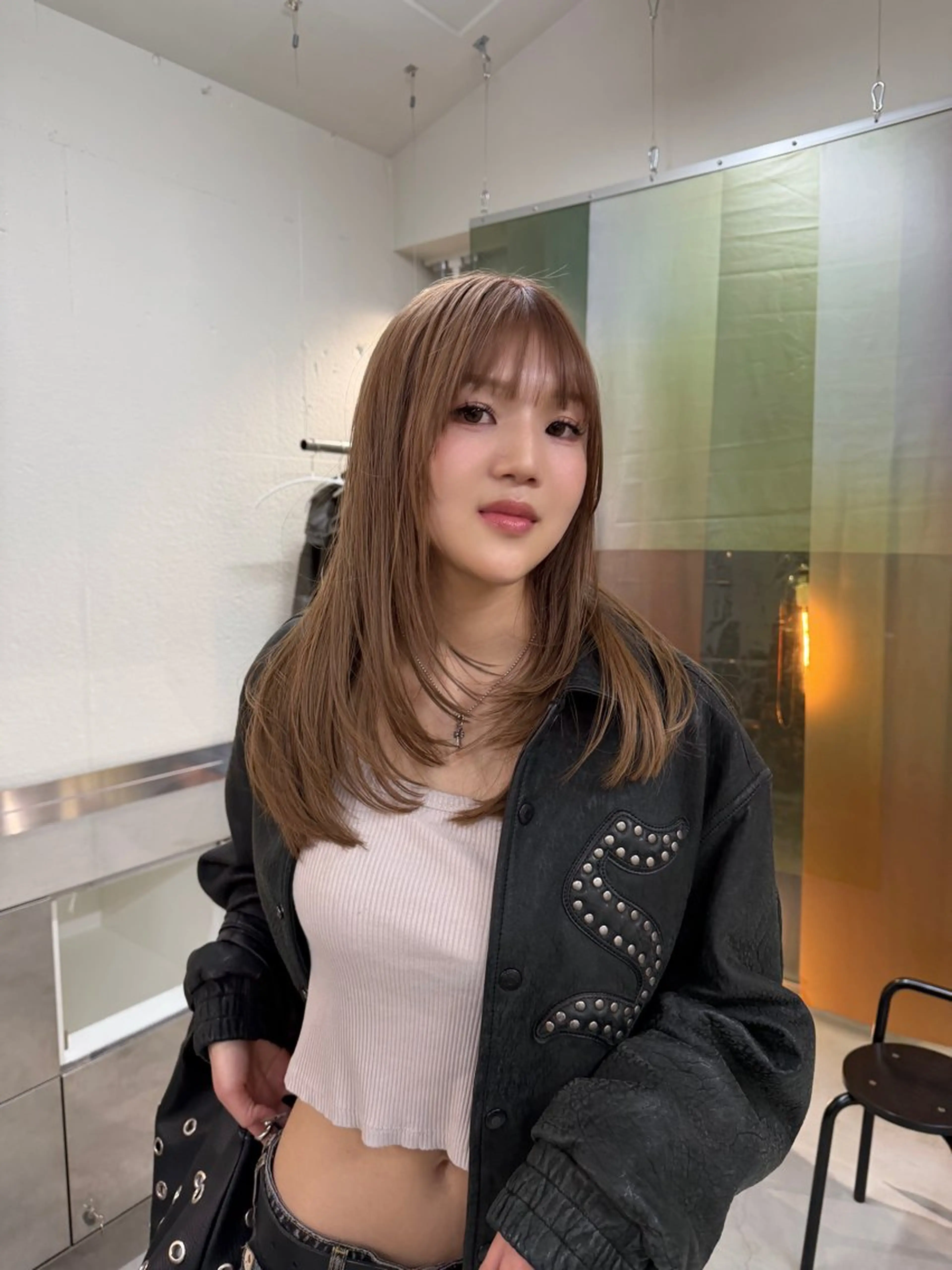 ロング カラー ベージュカラー ミルクティーベージュ カット ヘアカラー トリートメント Junmi/ﾁｶｼﾂ /堀江のヘアスタイル