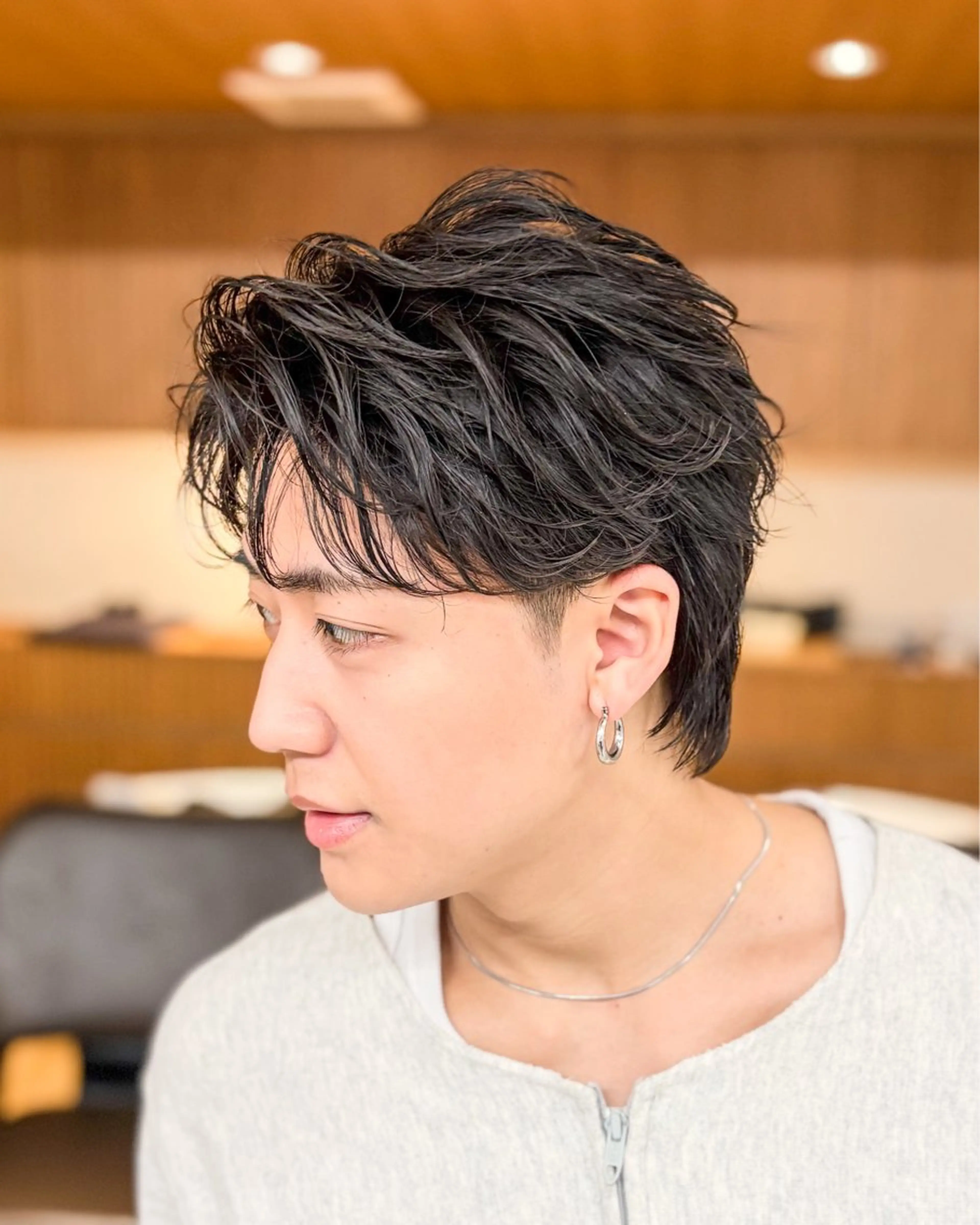 ショート パーマ メンズ オールバック フェードカット メンズショート スパイキーショート ショートヘア カット パーマ 【メンズ縮毛矯正】 FILMS  軍司のヘアスタイル