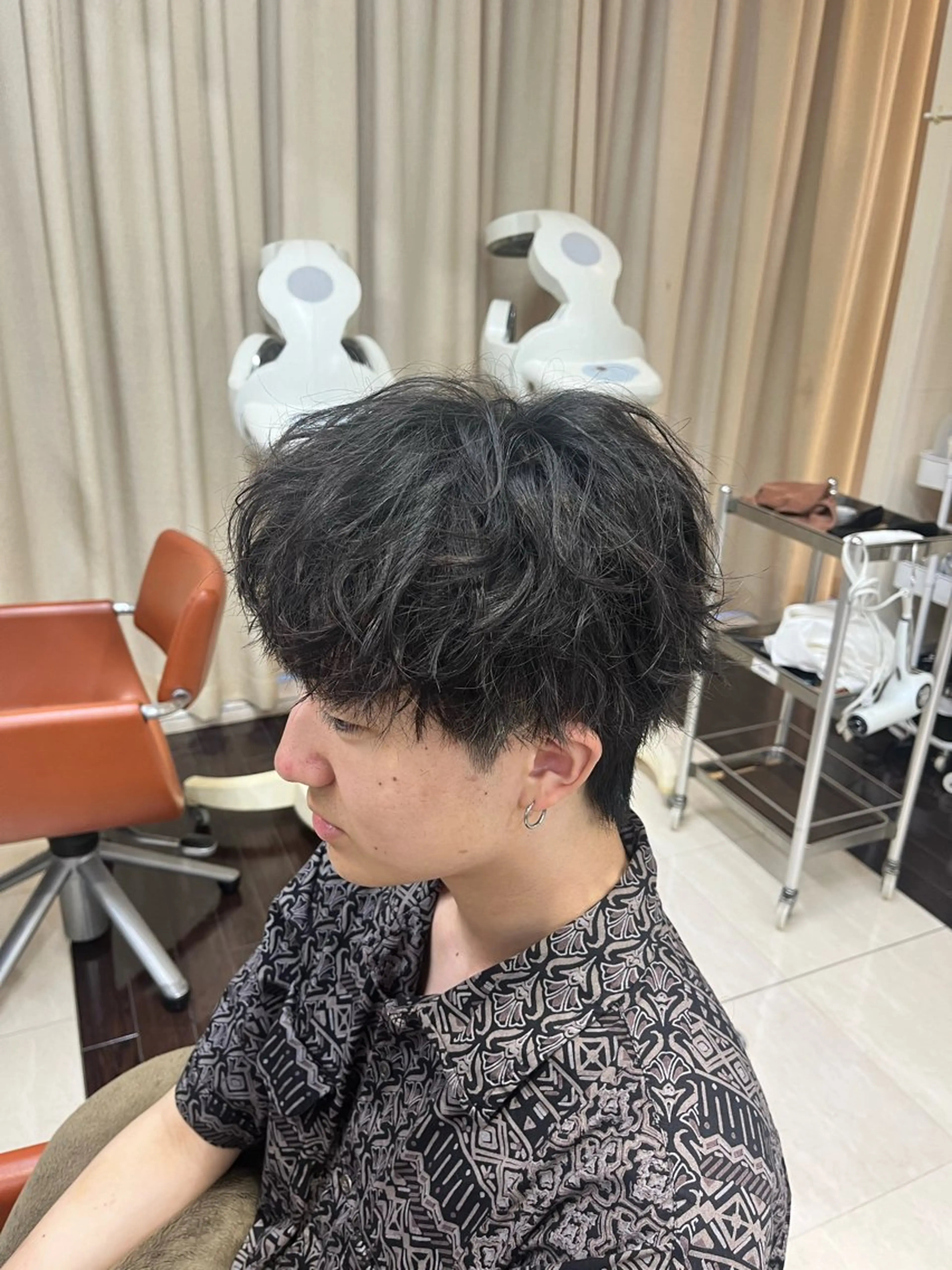 ショート パーマ メンズ マッシュウルフ マッシュ メンズパーマ メンズウルフカット ウルフカット AROH  men's cut&men's perm 船橋店所属・🧊メンズ特化🧊 高木航希のヘアスタイル