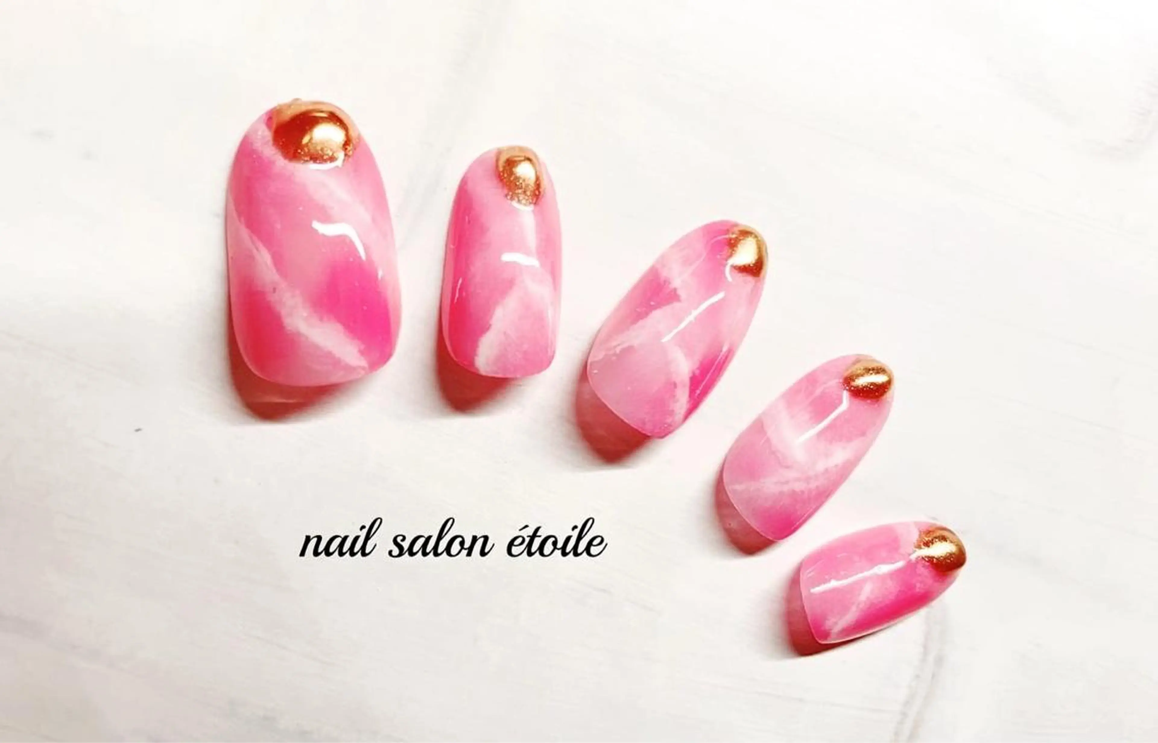 ネイル アートネイル クリアネイル ジェルネイル ゴールド 大理石ネイル(マーブル) ハンドネイル nail salon étoileのネイルデザイン