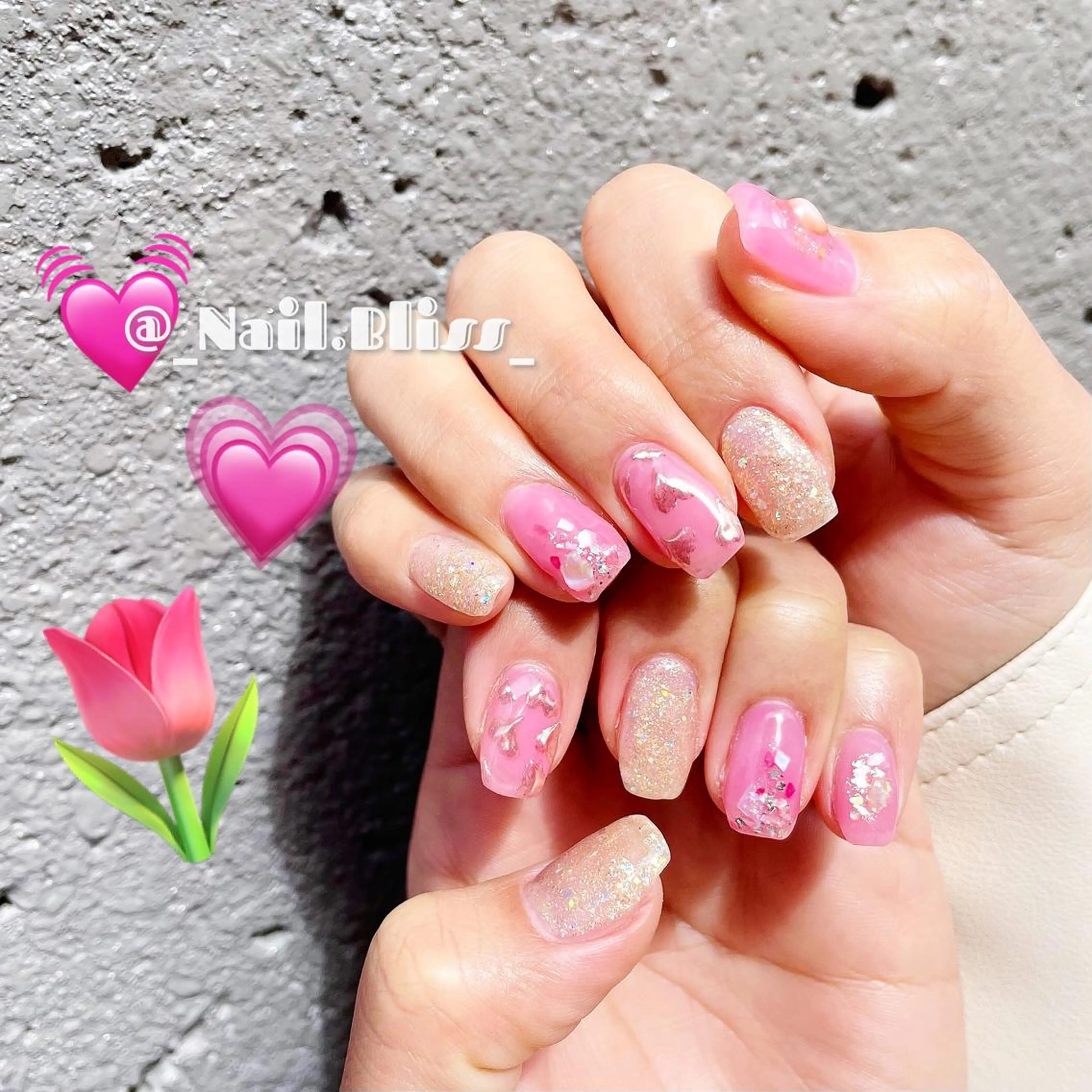 ネイル ハート ミラーネイル ハンドネイル NAIL BLISSのネイルデザイン