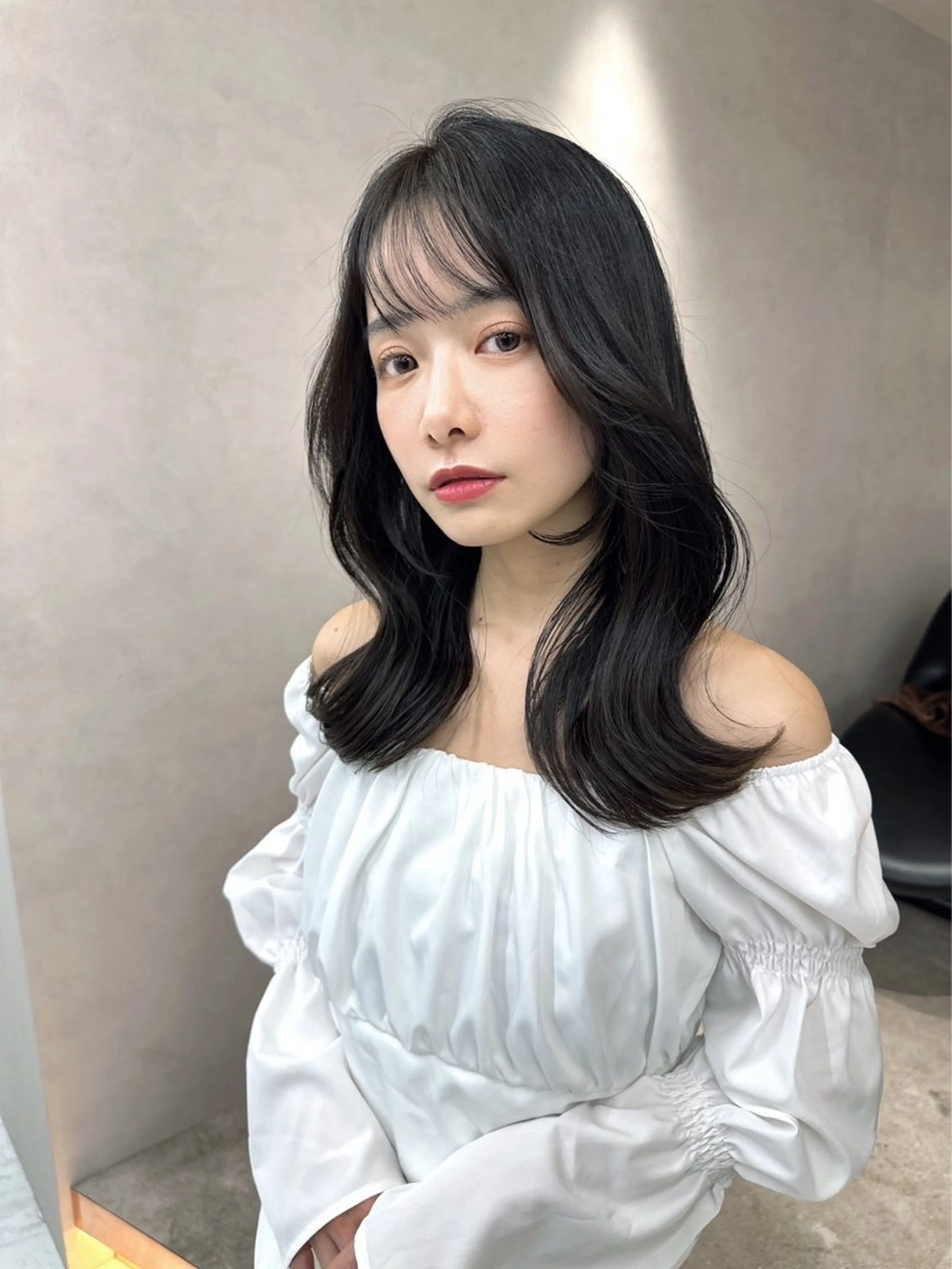 ミディアム カット 縮毛矯正 トリートメント ヘアセット レイヤー/韓国❣️ 髪質改善/e_kiのヘアスタイル