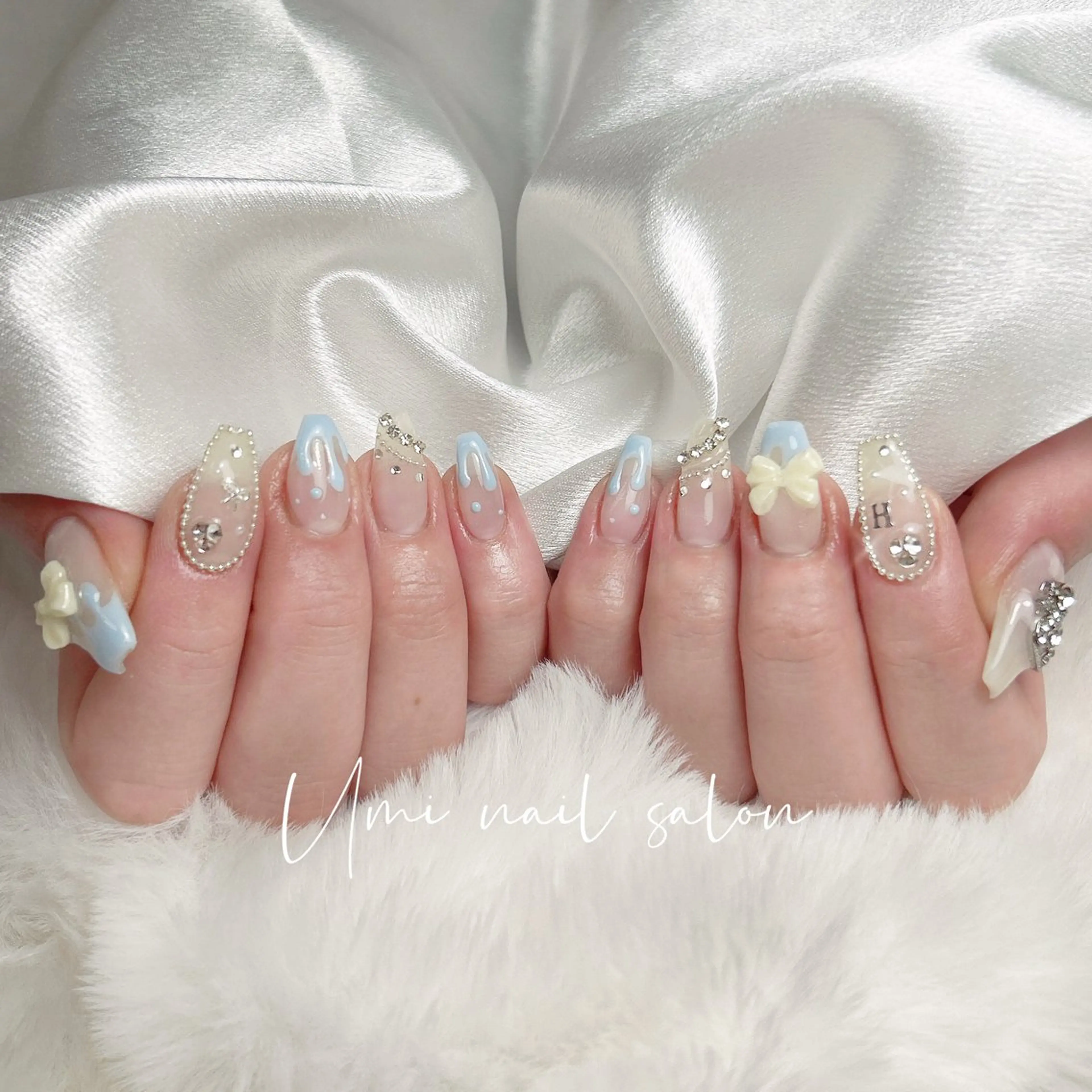 ネイル クリアネイル 成人式 長さ出し フラッシュネイル フットネイル Umi.yuri 🎀のネイルデザイン