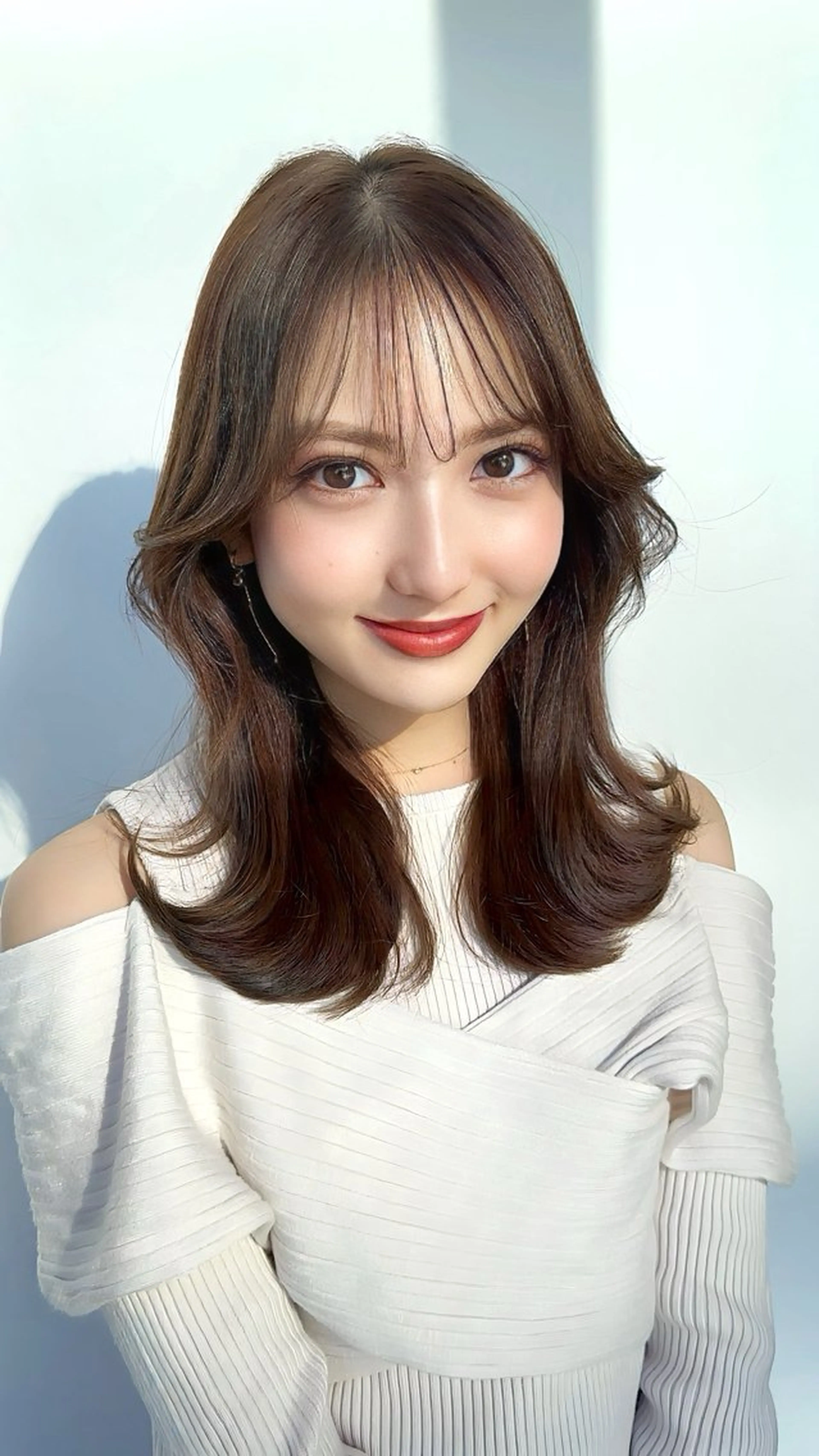 ミディアム カラー 韓国風ヘア レイヤーカット カット ヘアカラー トリートメント 顔周り特化/韓国ヘア /レイヤー/吉野幸大のヘアスタイル