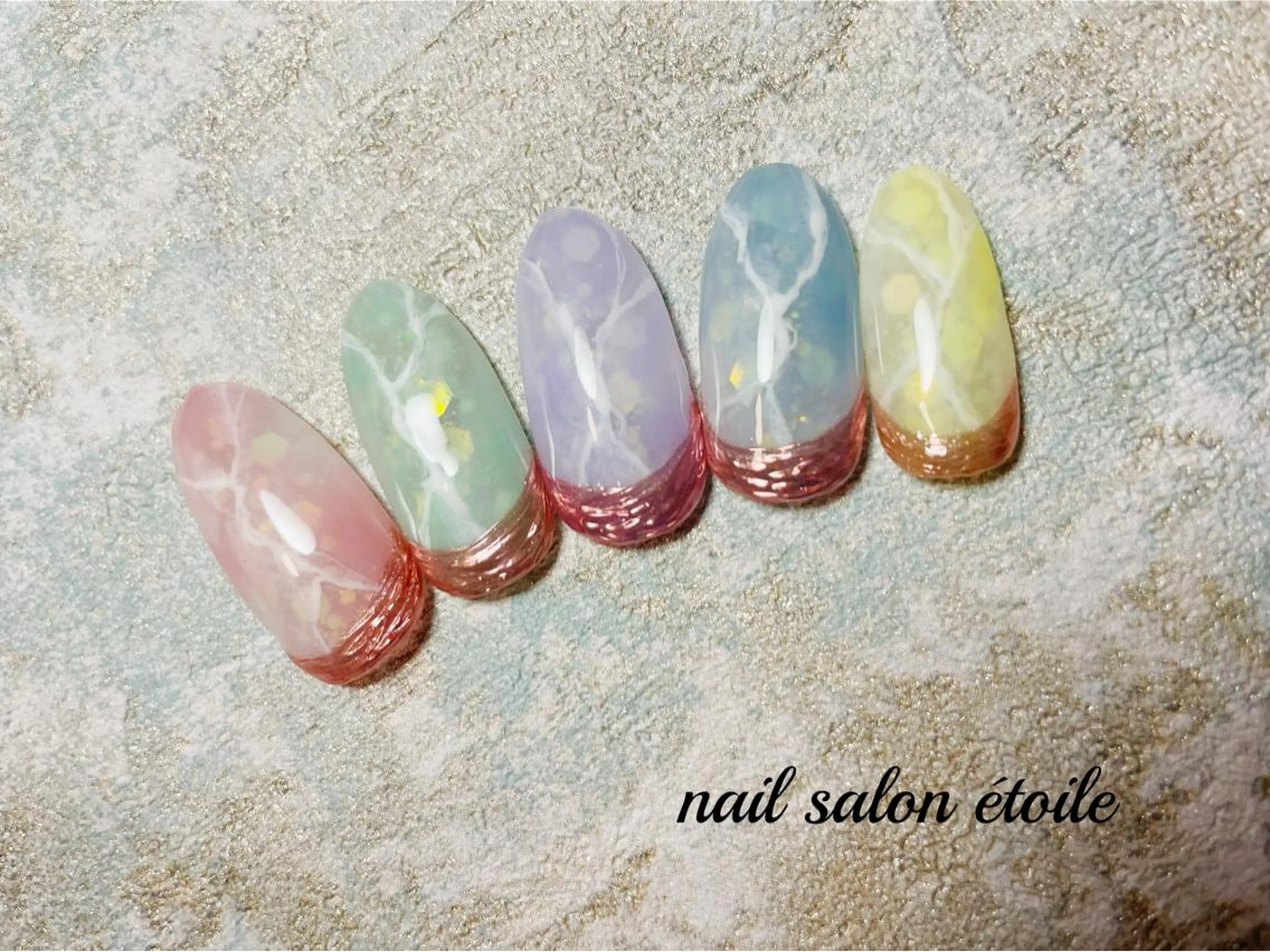ネイル アートネイル ジェルネイル 大理石ネイル(マーブル) パステルネイル 冬ネイル ハンドネイル nail salon étoileのネイルデザイン