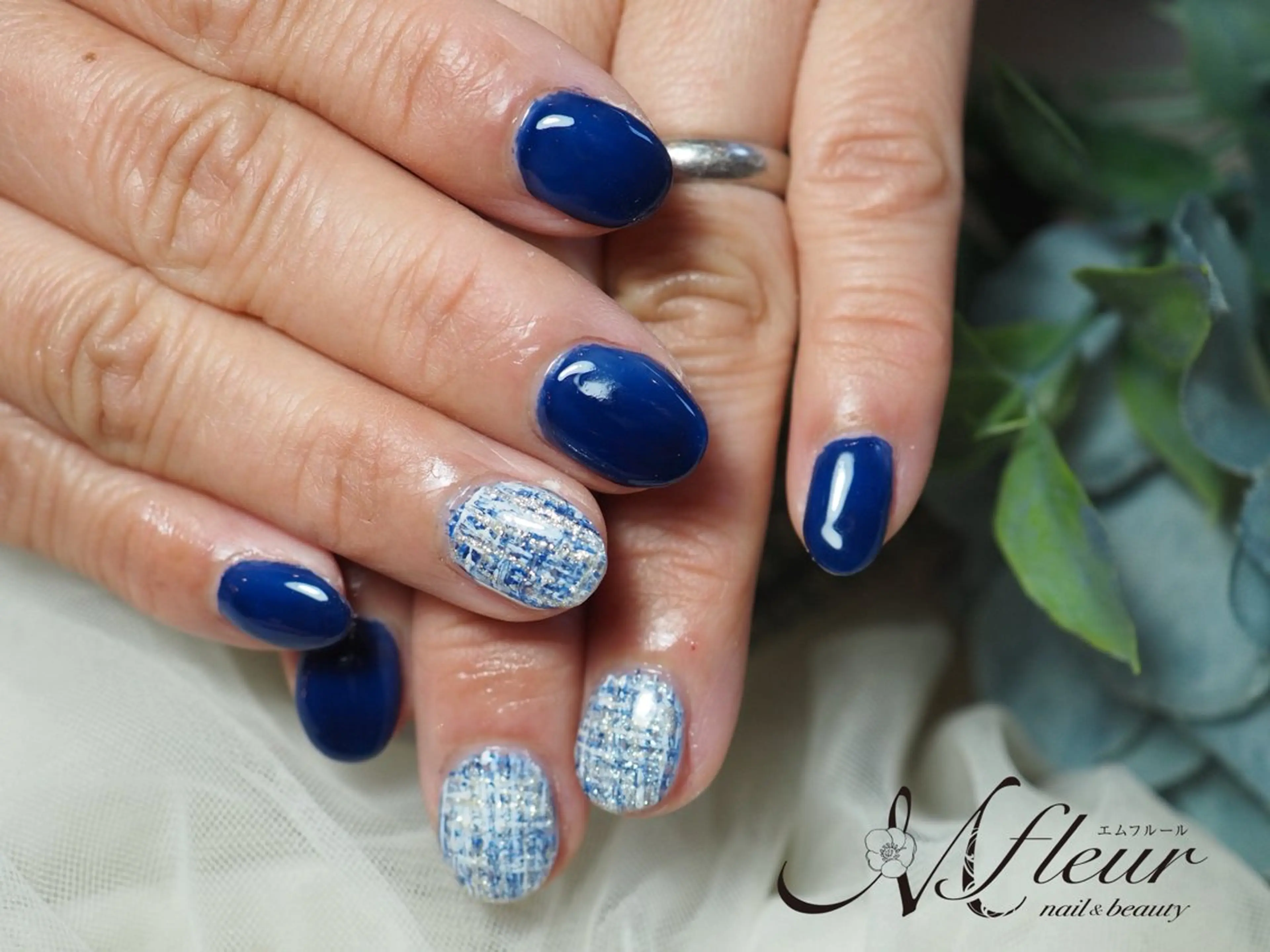 ネイル ネイビー ツイードネイル M fleur nail&beauty所属・saya M🌸💅✨のマツエク・マツパデザイン
