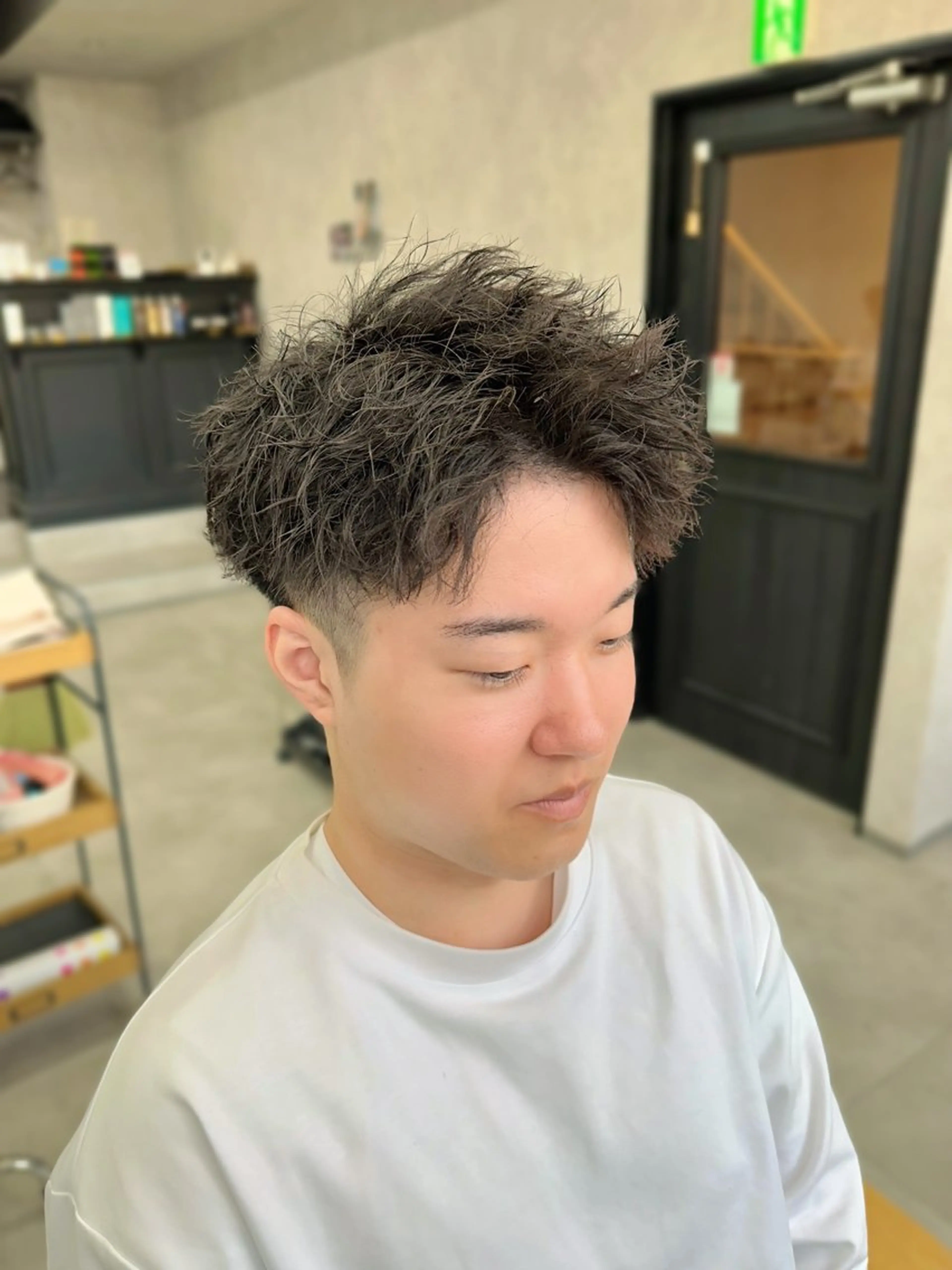 ショート パーマ メンズ アップバング 【メンズ専門】中本 翔大のヘアスタイル