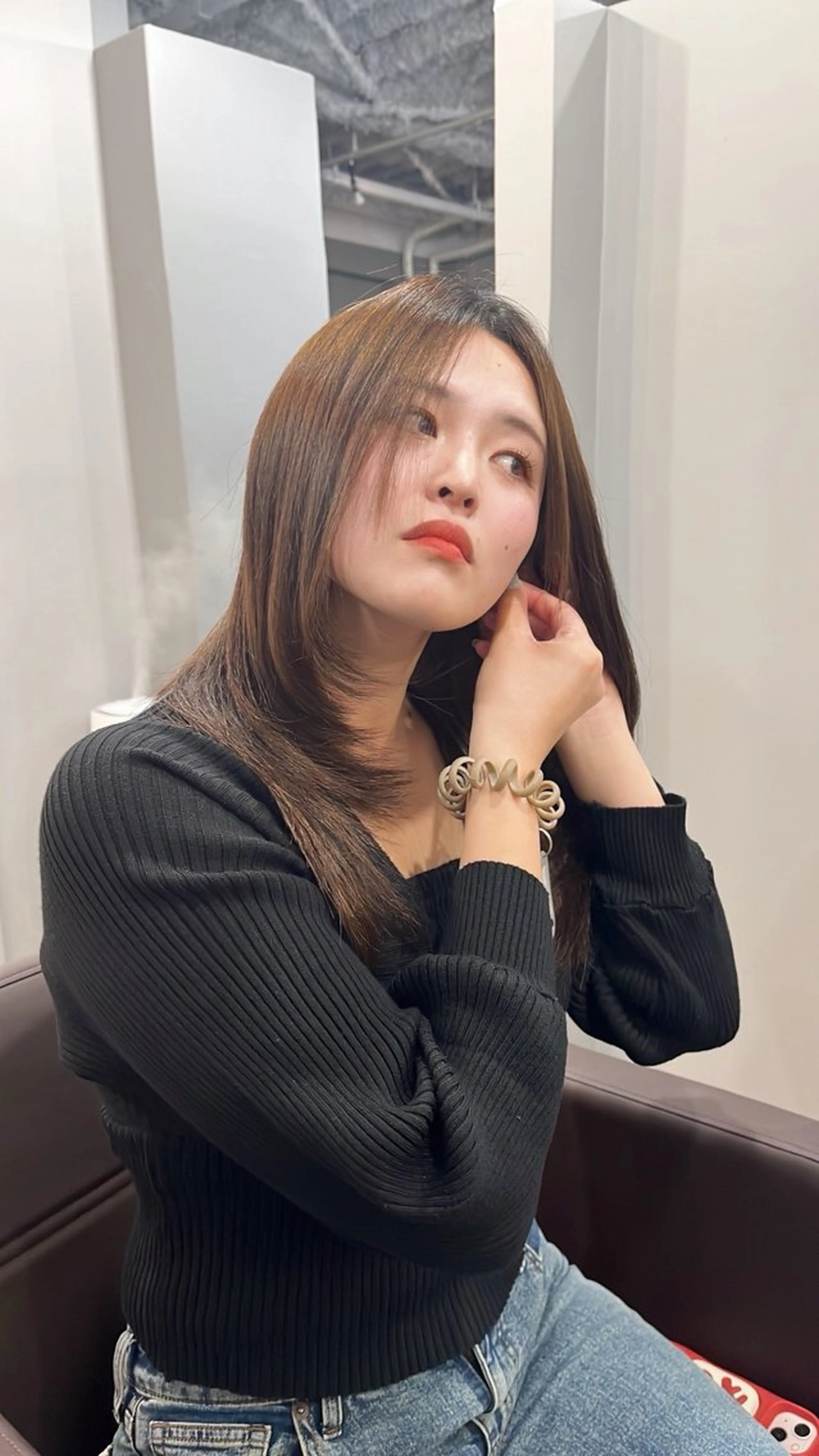 セミロング レイヤーカット 福原 悠介のヘアスタイル