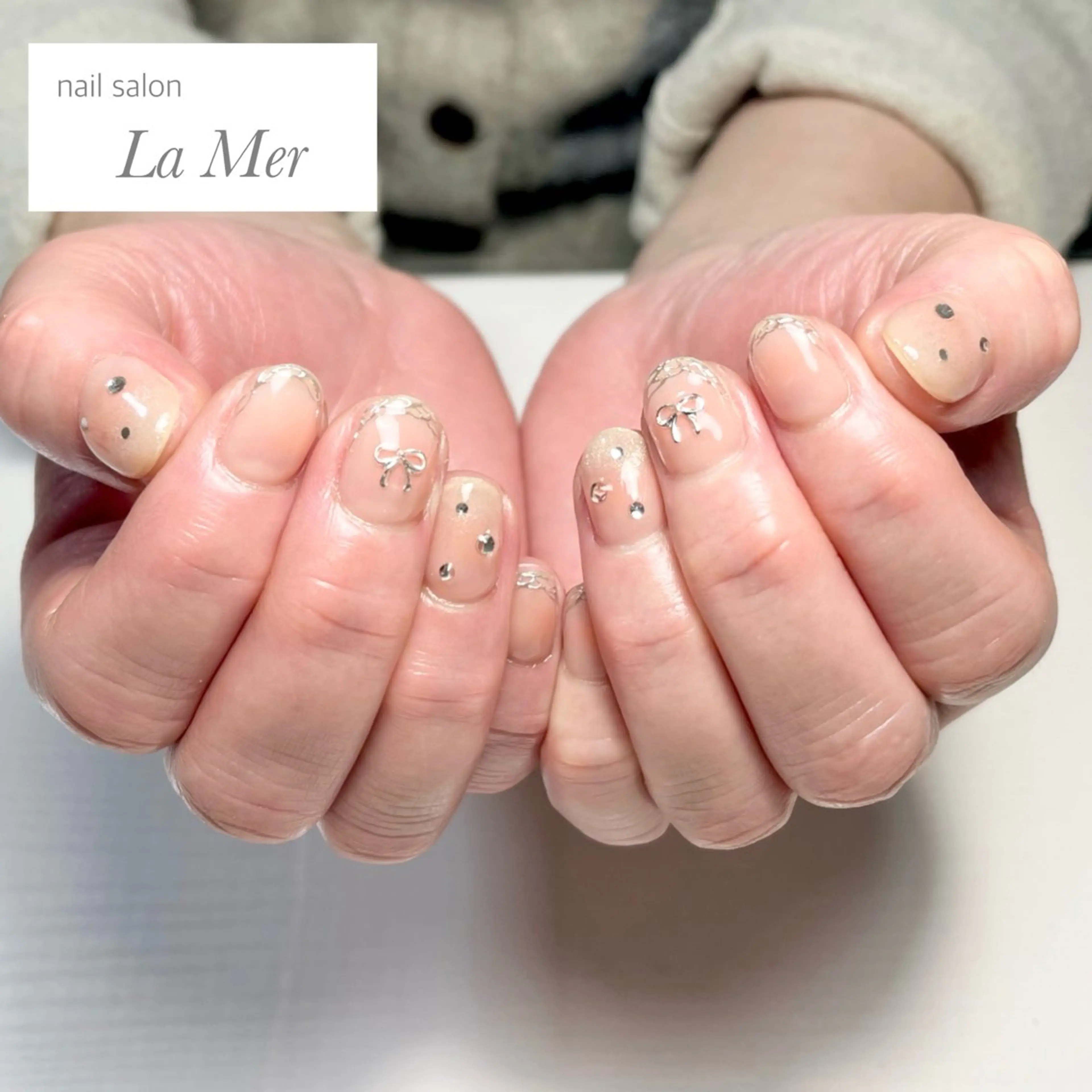 ネイル チークネイル フレンチネイル ガーリー マグネットネイル マグネットフレンチ ハンドネイル nailsalon La Merのネイルデザイン