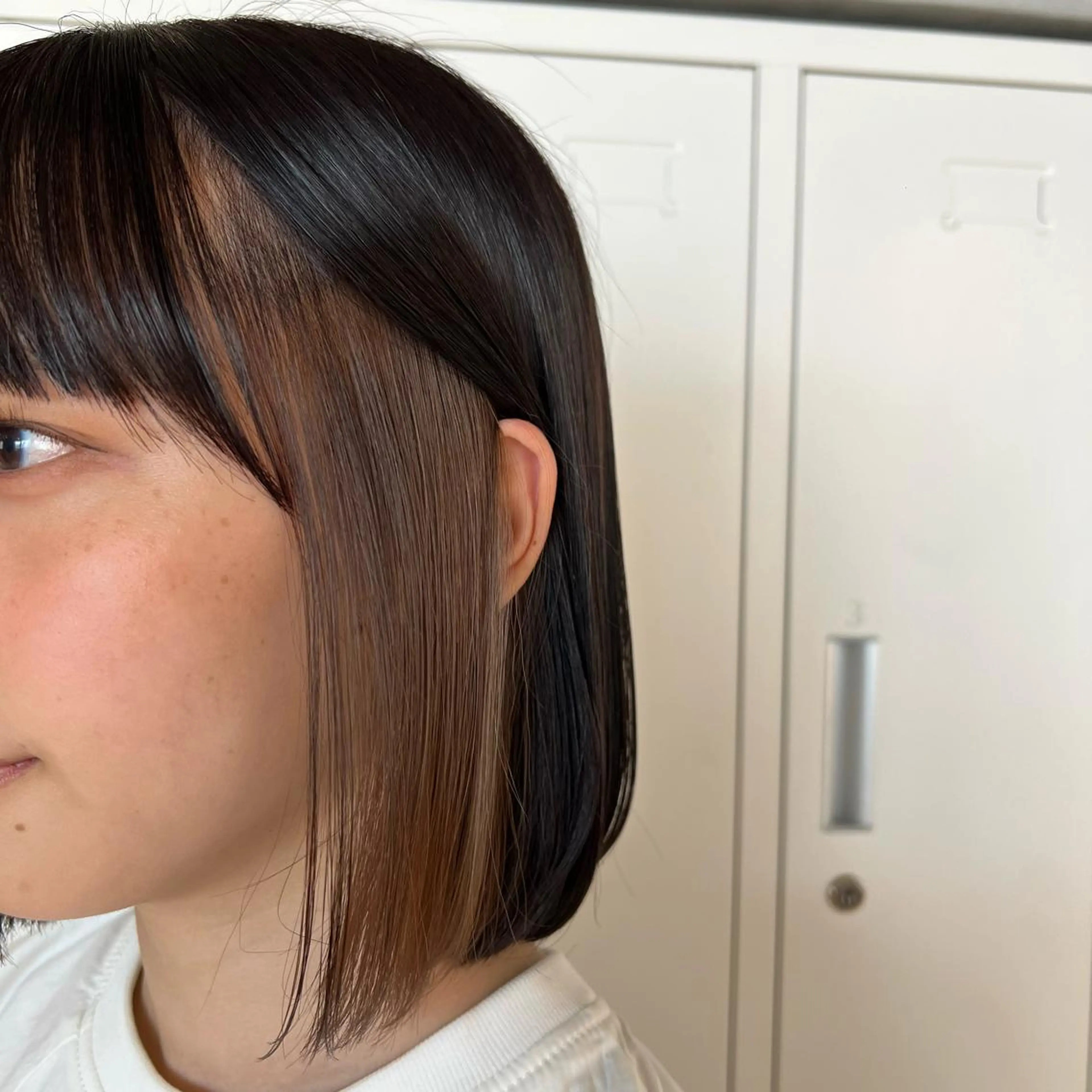 カラー ベージュカラー イヤリングカラー 🎀 夏秋🎀のヘアスタイル