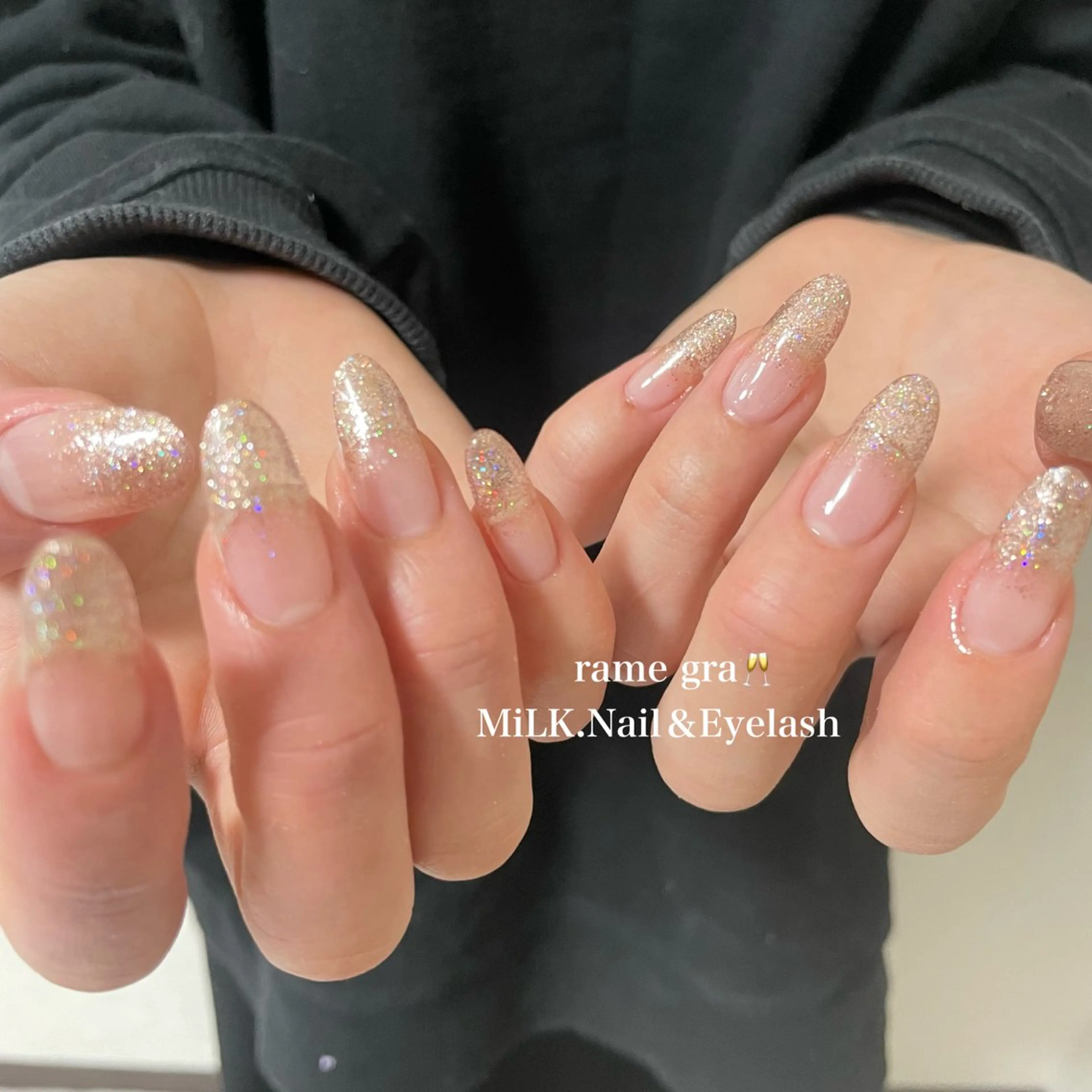 ネイル ラメ(グリッター) ラメグラデーション ハンドネイル MiLK. Nail&Eyelash所属・MiLK. wakaのマツエク・マツパデザイン