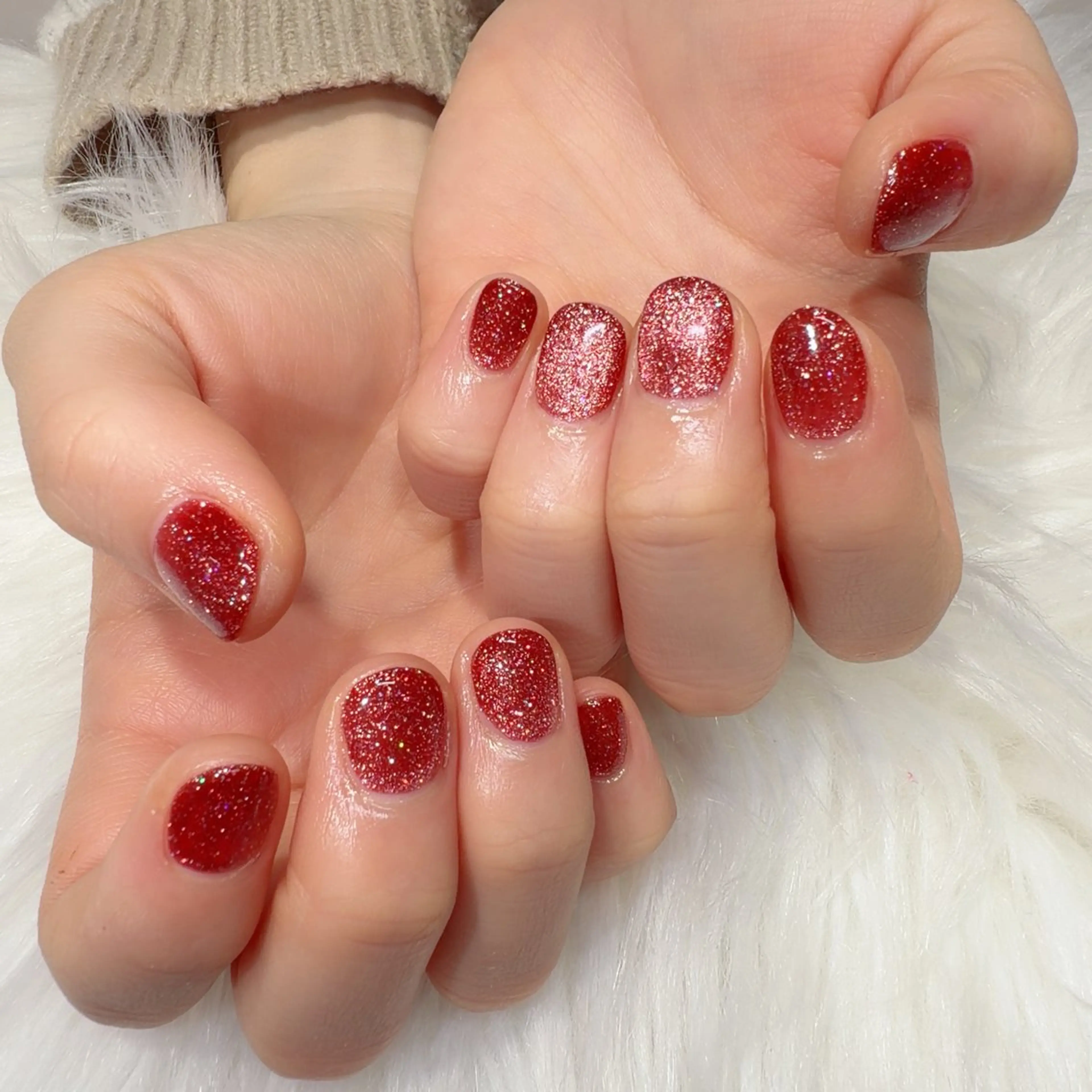 ネイル フラッシュネイル フラッシュマグ 赤色 ハンドネイル 小野澤 紗智のネイルデザイン