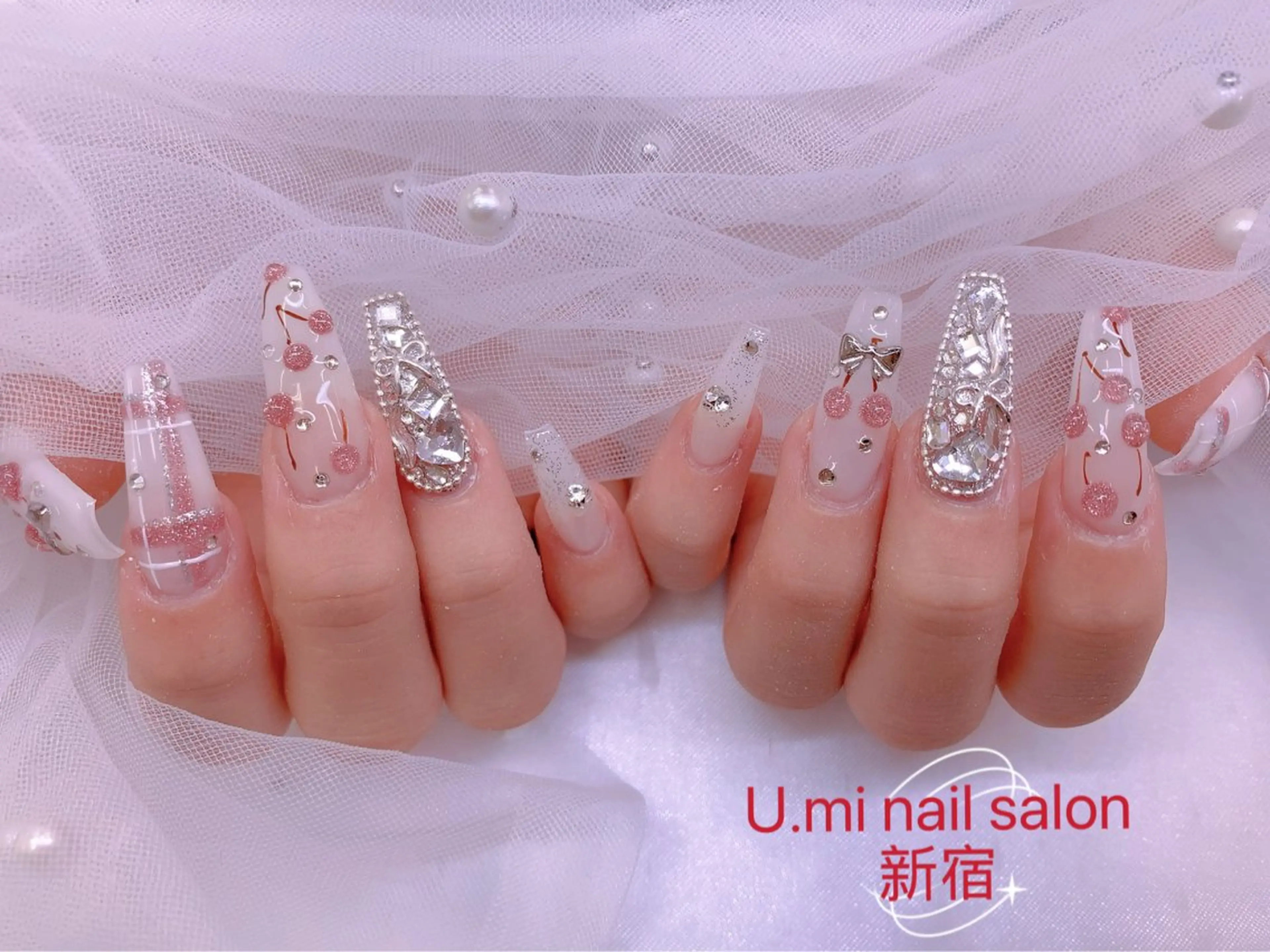 ネイル ボルドー チークネイル 長さ出し フレンチネイル ジェルネイル UMI ネイルサロン新宿🎀のネイルデザイン