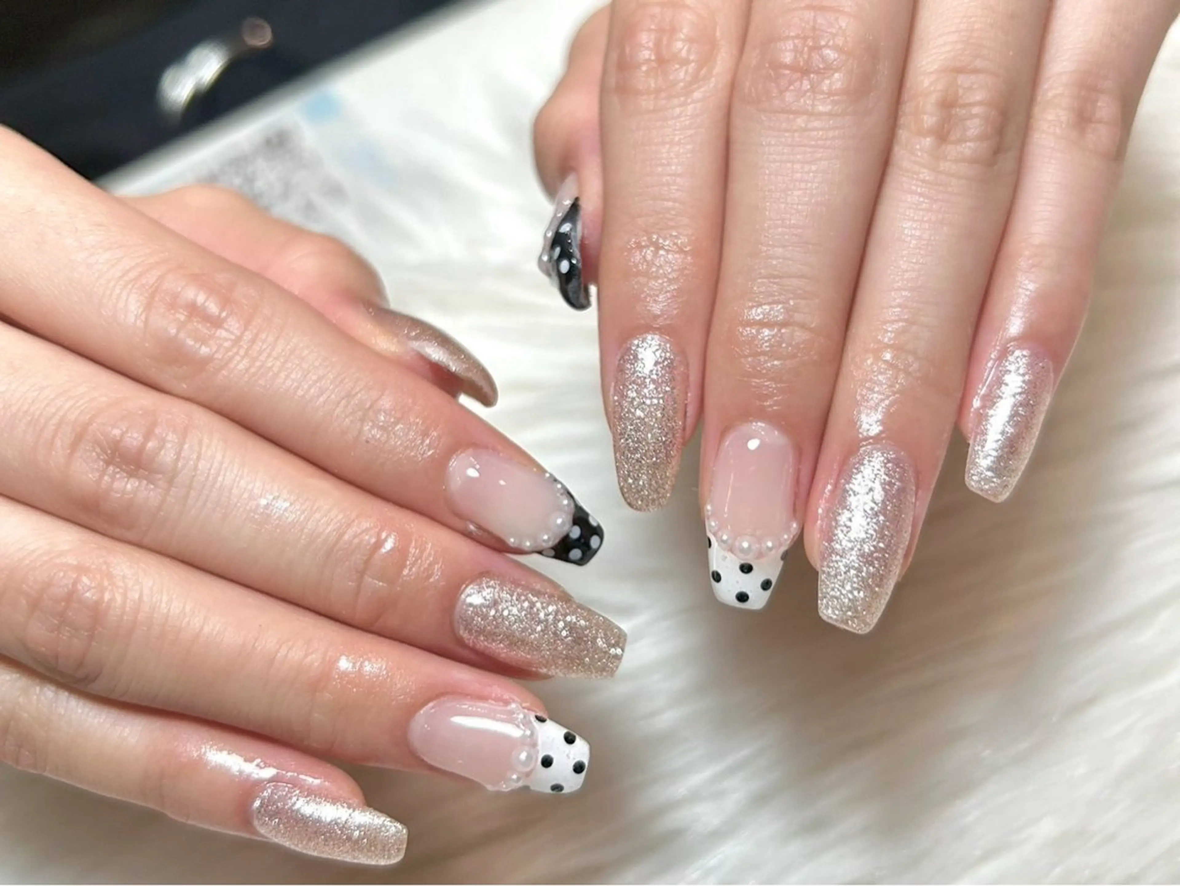 ネイル ドット フレンチネイル ハンドネイル joieange hinakoのネイルデザイン