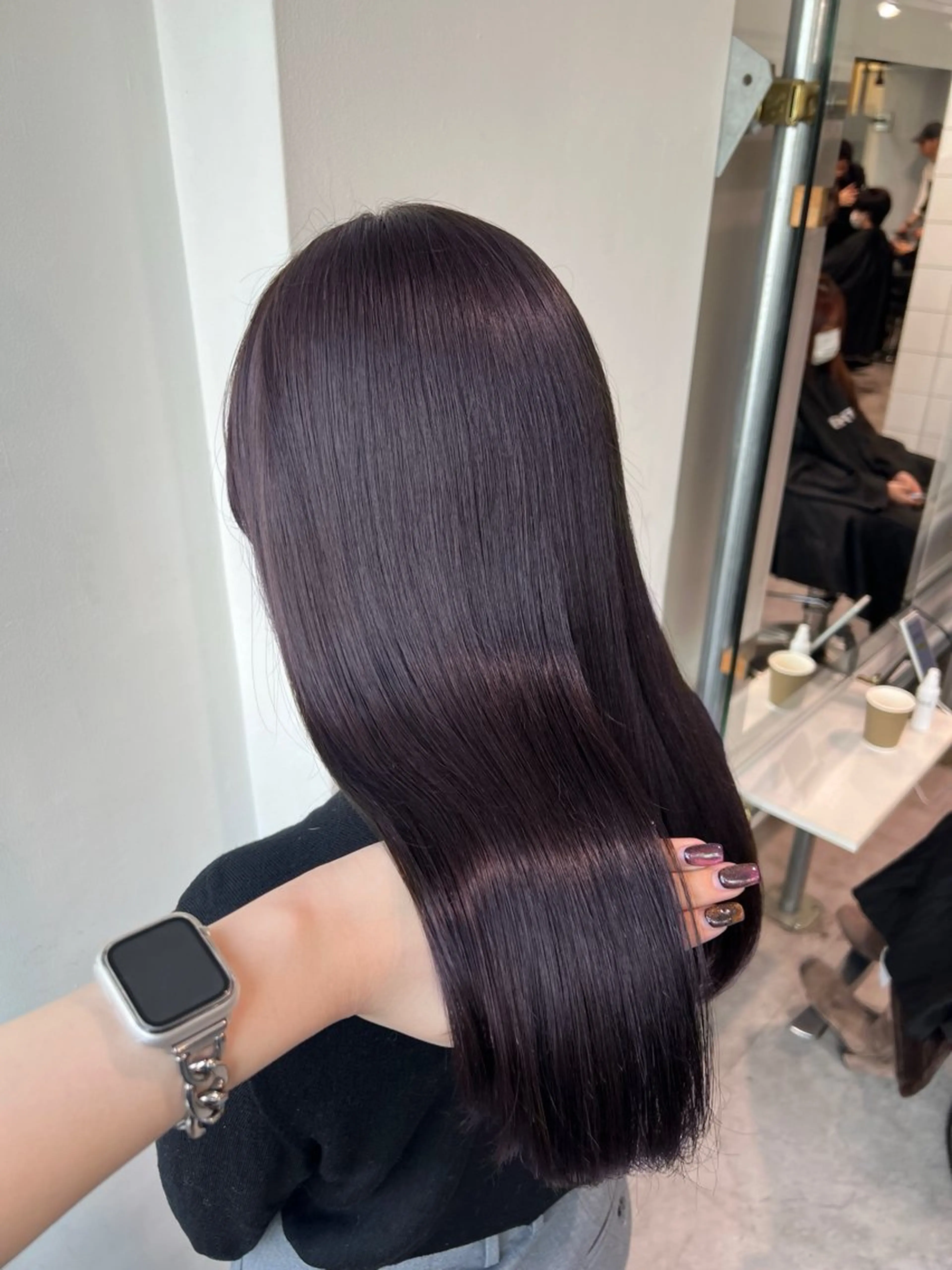 ロング カラー ヘアカラー トリートメント 暗髪🩶ラベンダー/ ブルー/ユウナ🤍のヘアスタイル