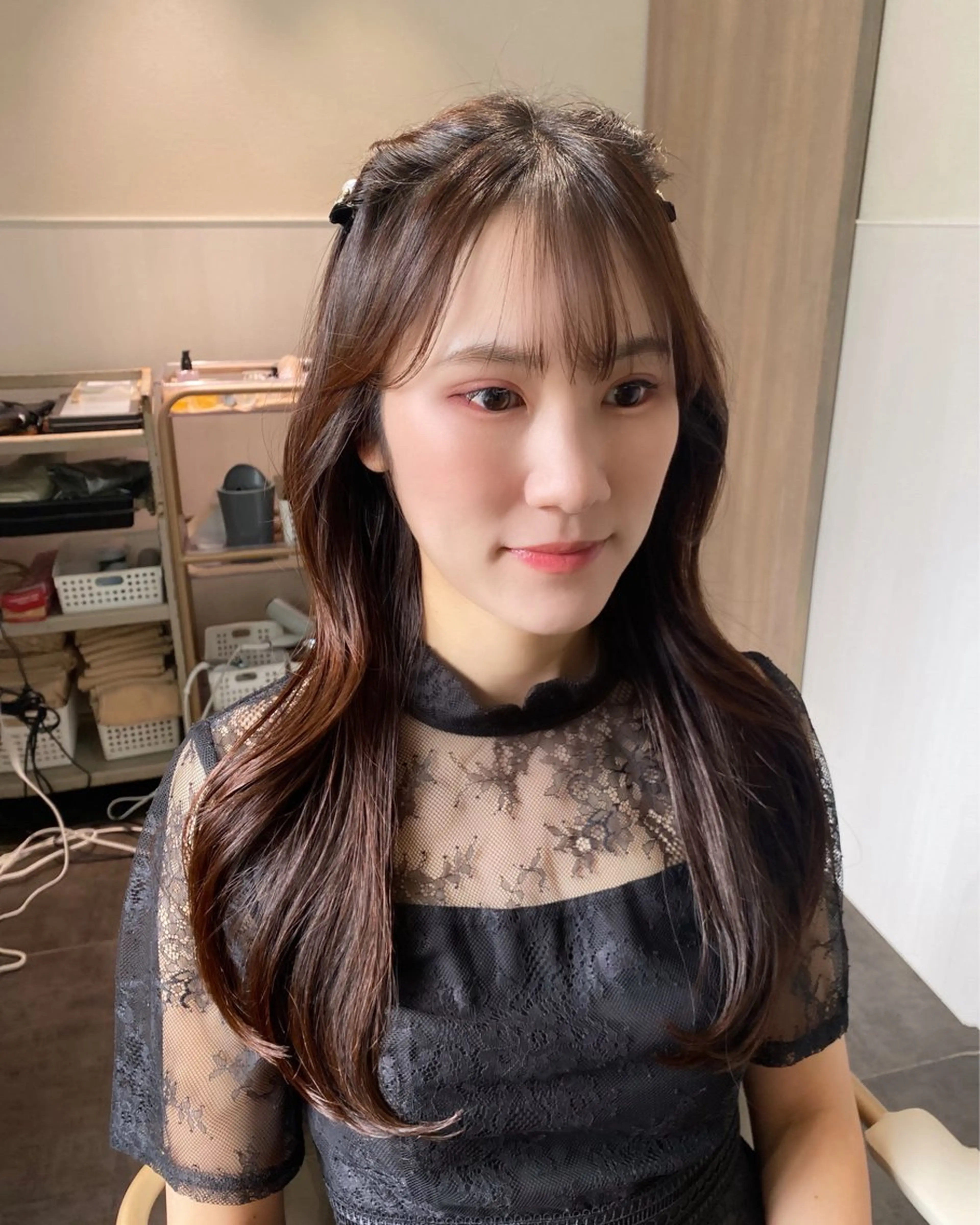 セミロング カラー ヘアアレンジ 結婚式・ブライダル カット ヘアカラー トリートメント RIHO/愛されモテ /透明感カラーのヘアスタイル